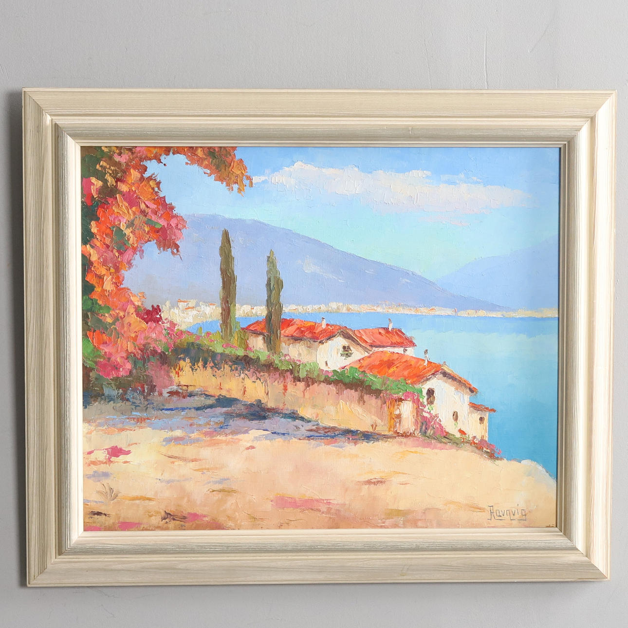 OIDENTIFIERAD KONSTNÄR. BACKGAMMON. Oil on canvas, “Mediterranean motif”, signed.