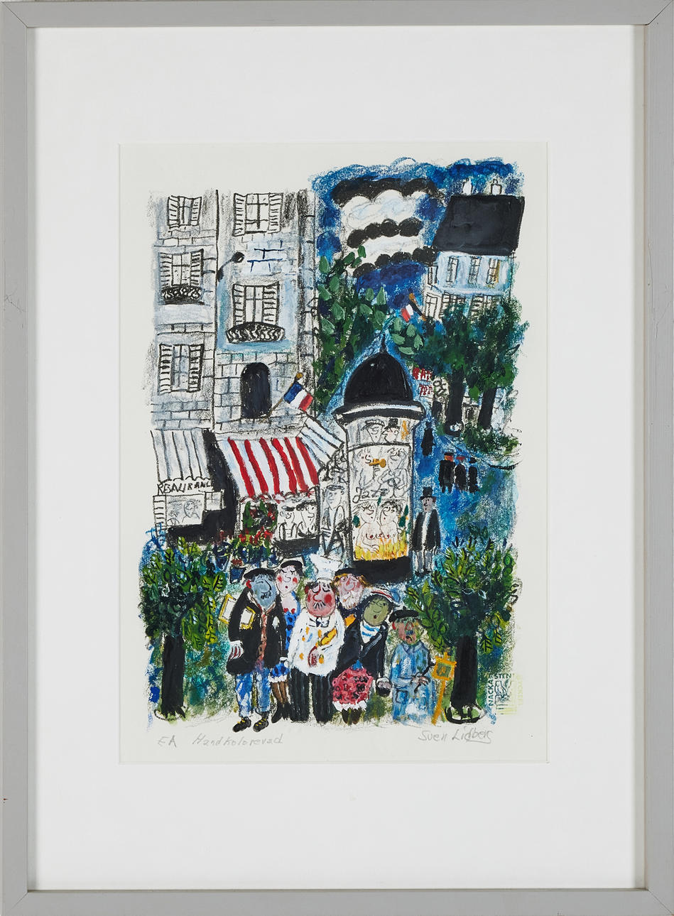SVEN LIDBERG. Paris, lithograph, hand coloured, signed, EA.