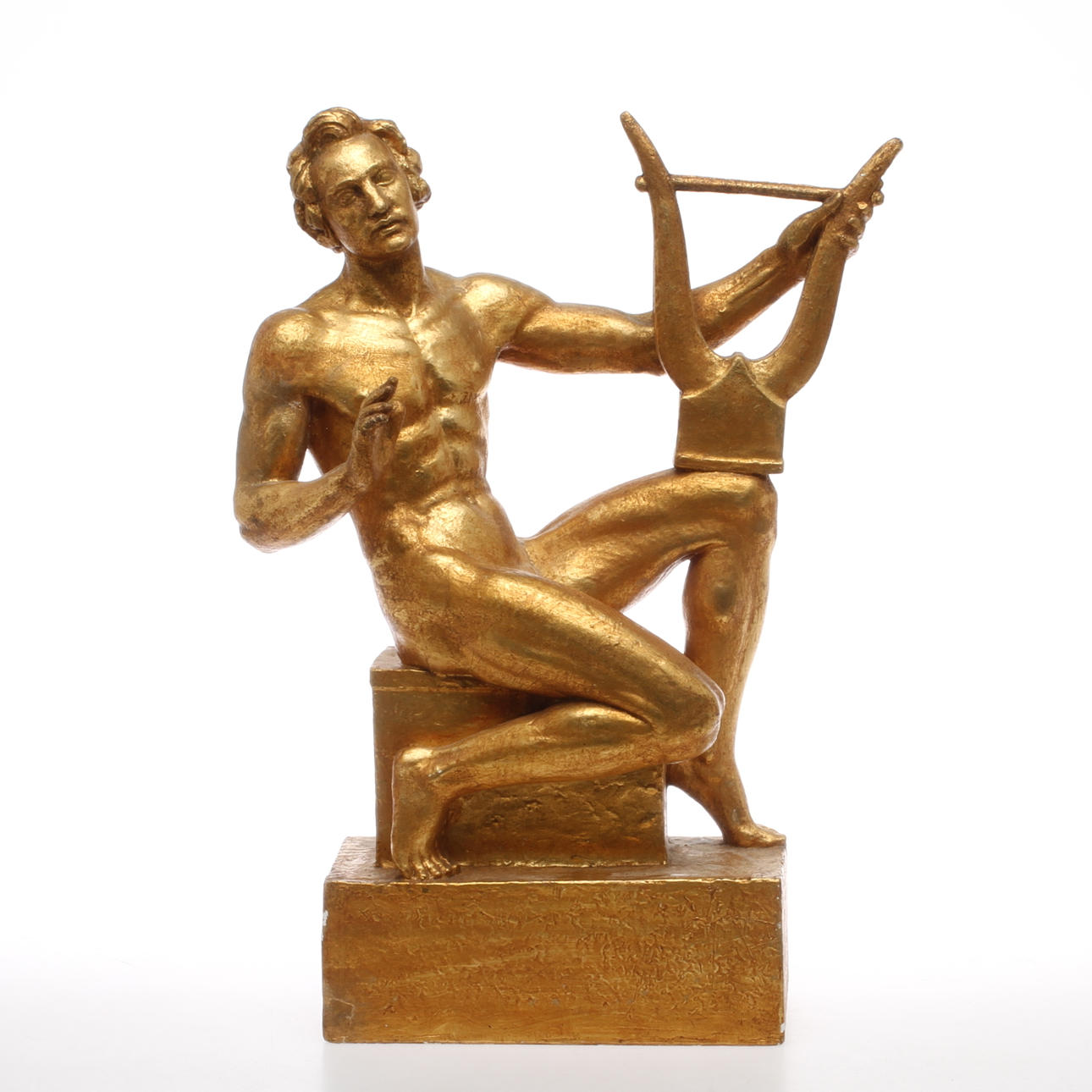 OLOF AHLBERG. skultur, patinerad gips, signerad.