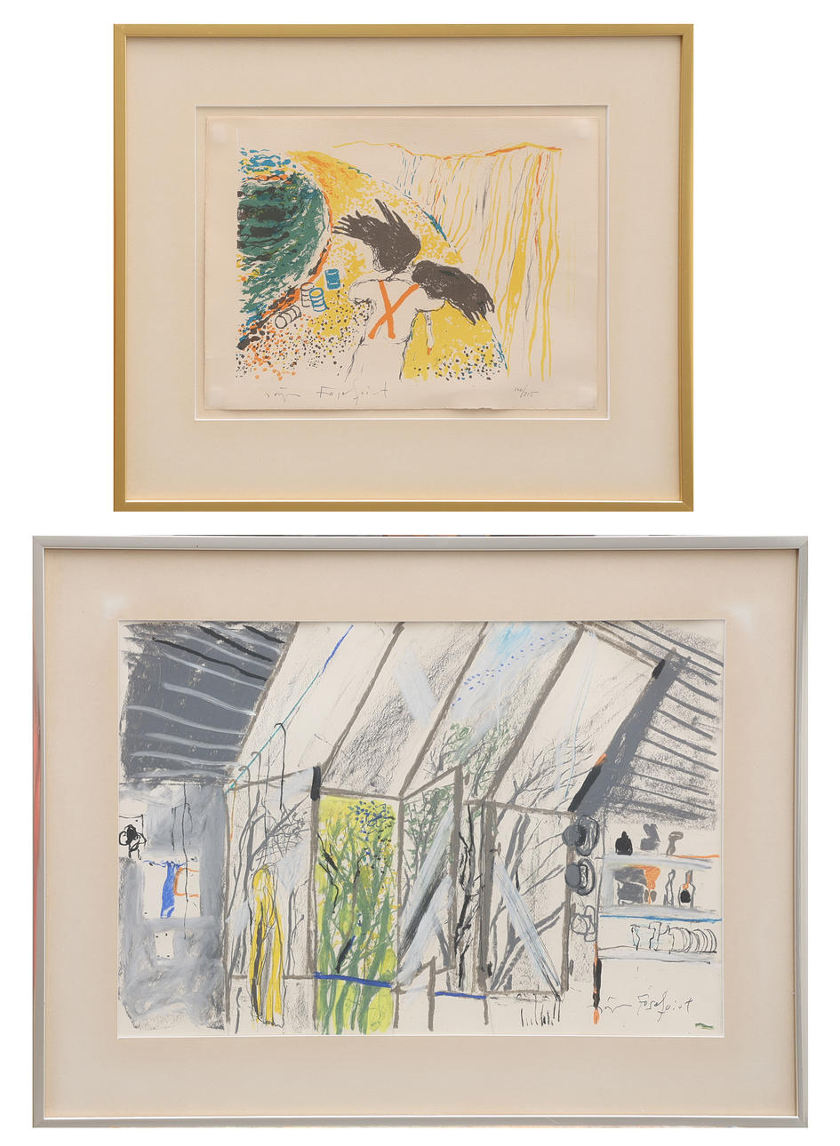 JÖRGEN FOGELQUIST. COLOR LITHOGRAPHS, TWO PIECES.