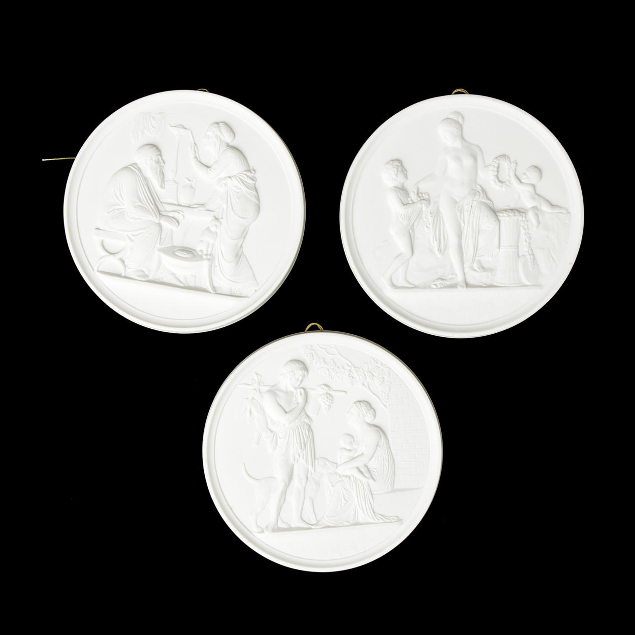 “ÅRSTIDERNA”, Three Parian plaques, Bing & Gröndahl, Denmark.