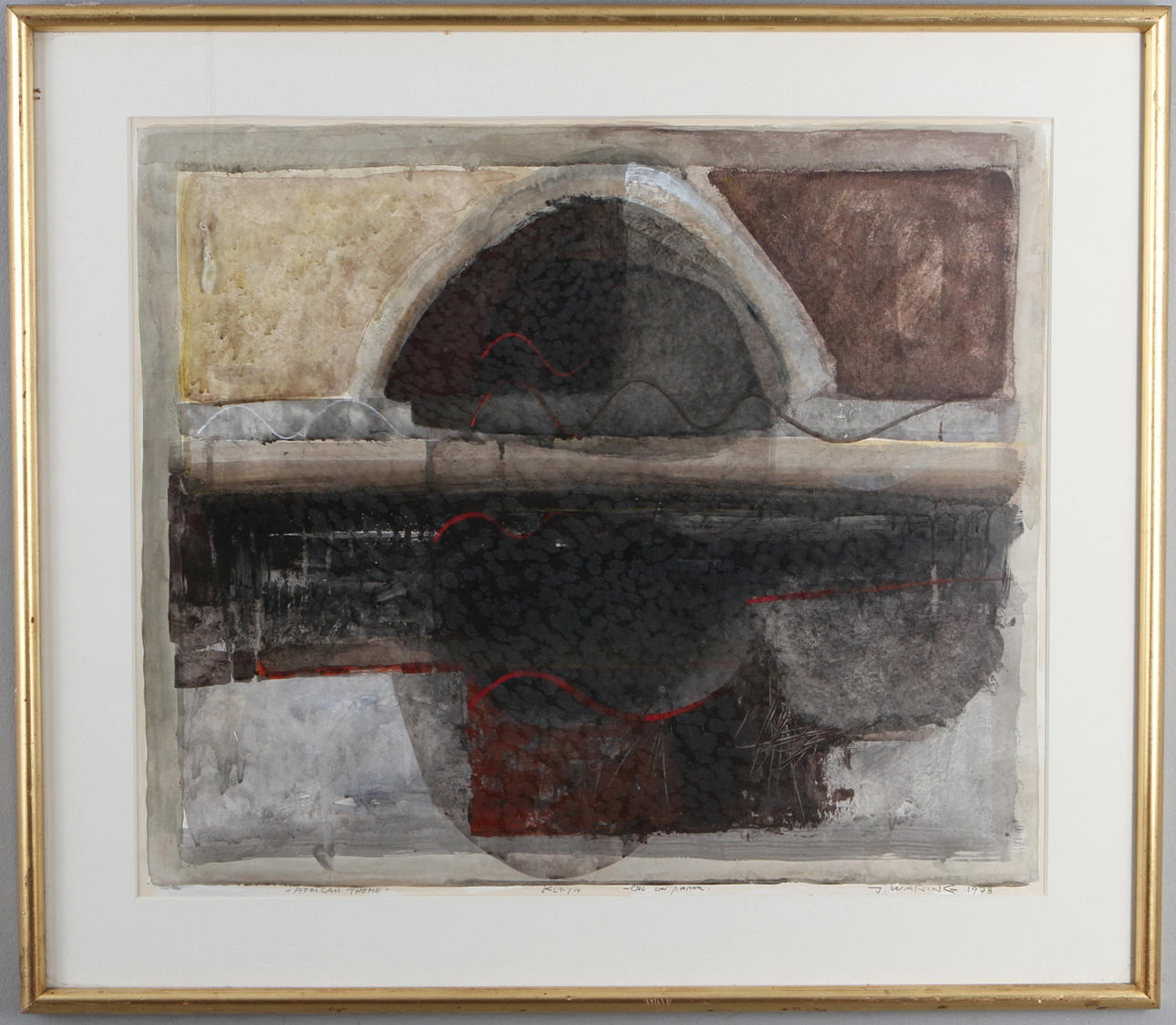 JÖRGEN WARING. "African Theme", olja på papper, signerad och daterad 1978.