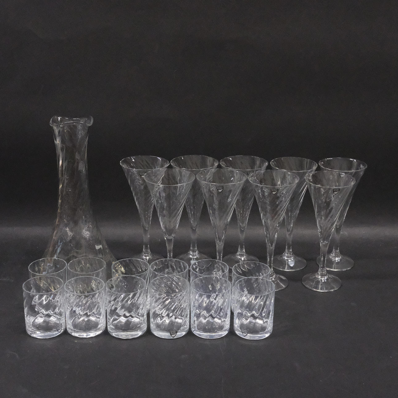 GUNNAR CYRÉN. GLASS TABLEWARE, “HELENA”, ORREFORS.