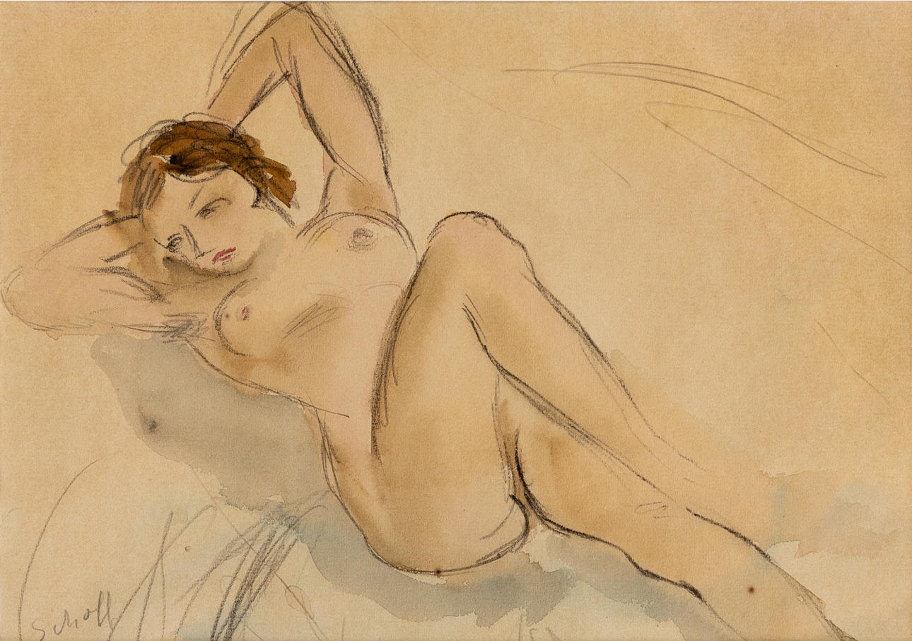 OTTO SCHOFF (1888-1938). Reclining act.