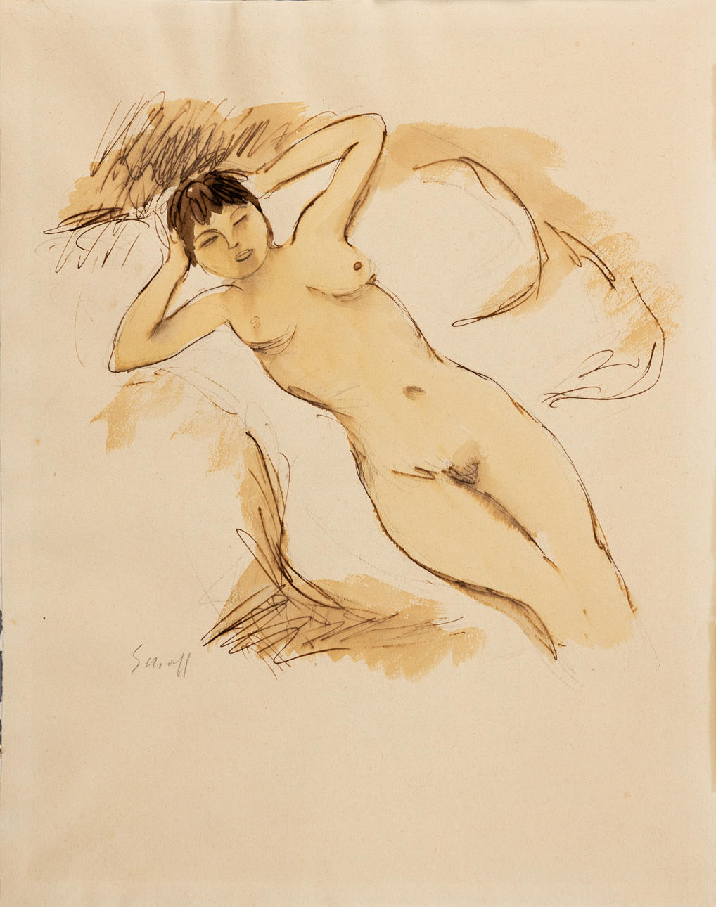 OTTO SCHOFF (1888-1938). Nude on bed.