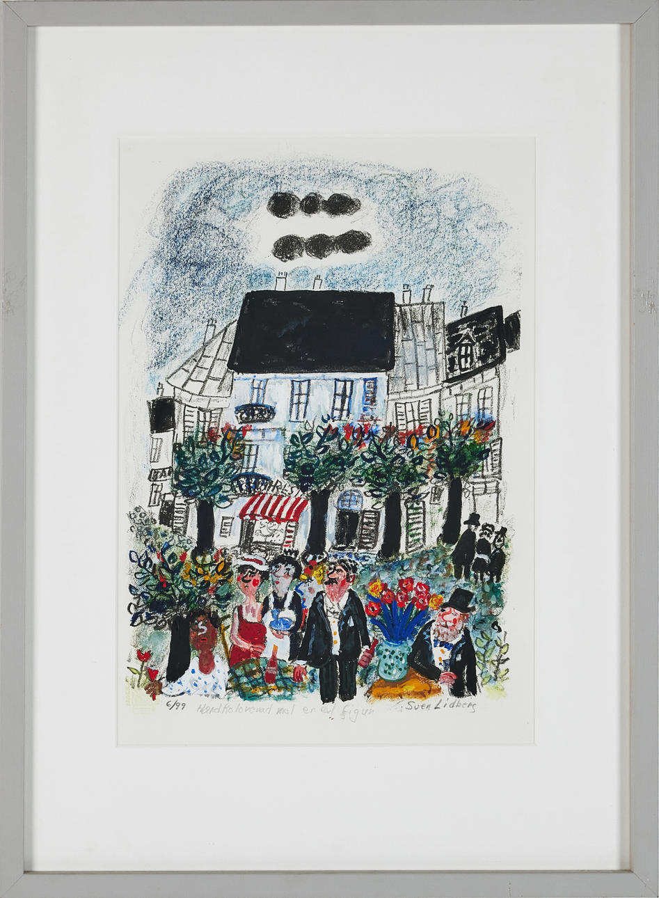 SVEN LIDBERG. Paris, lithograph, hand coloured, signed, numbered 6/99.