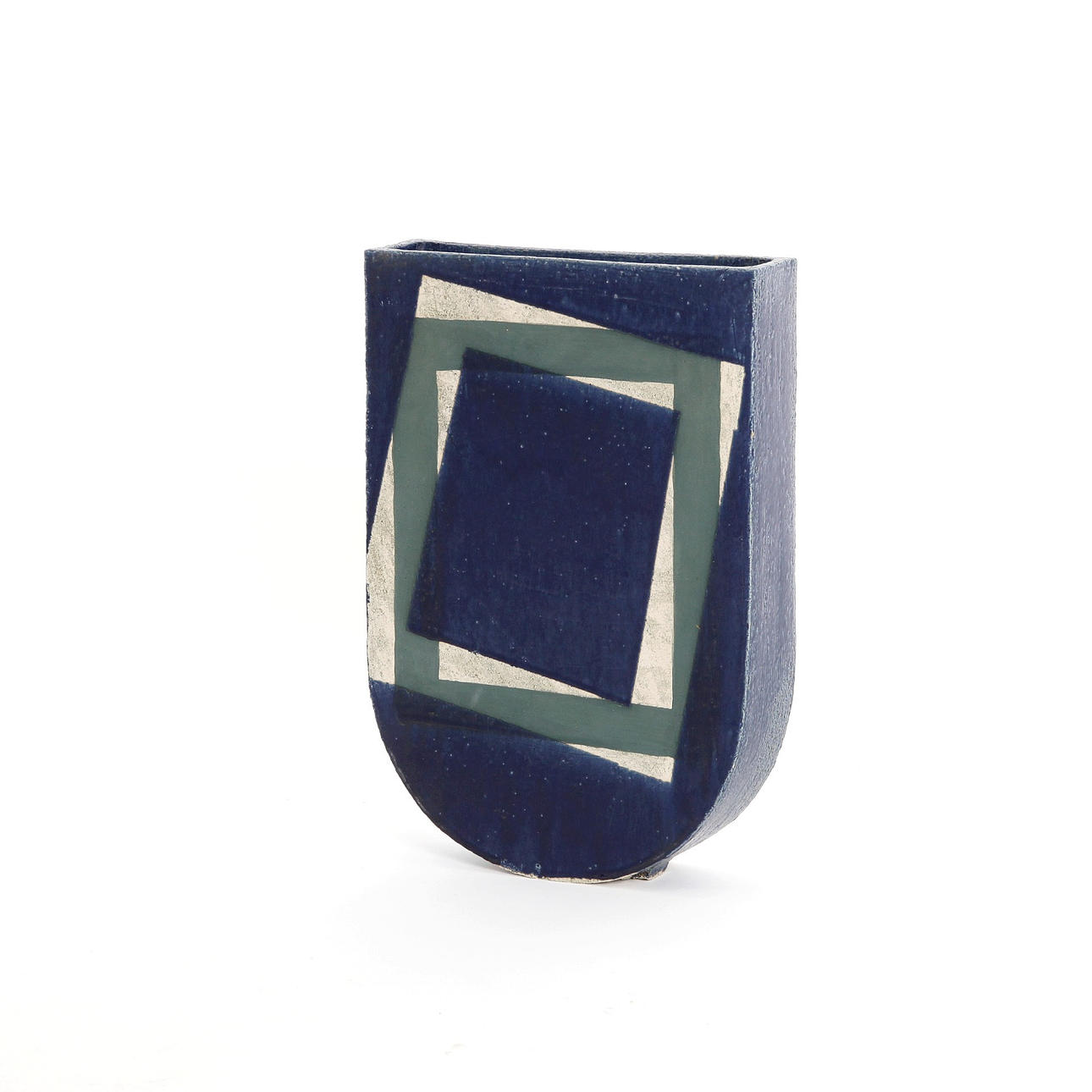 Vase, glazed and painted stoneware, geometric motif, 51 cm high, unknown designer.