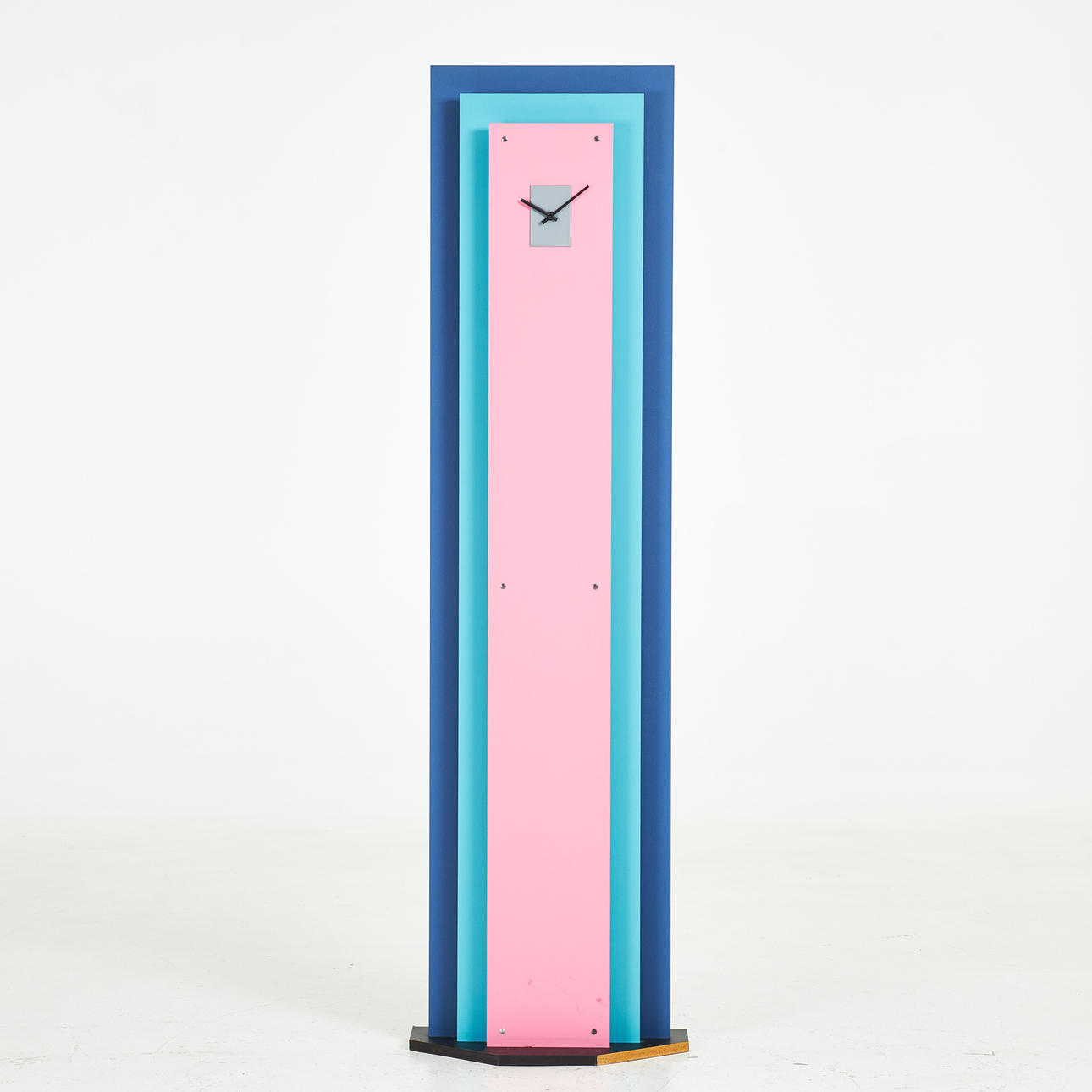 FLOOR CLOCK, “Correct”, IKEA, from the series “Tomorrow” 1985, multicolored chipboard.