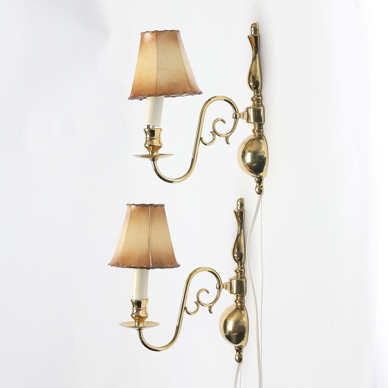 A pair of sconces, brass.