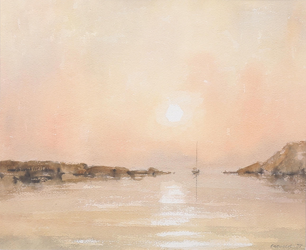 Watercolour, “Evening motif from Smögen Bohuslän”, signed, dated -77.
