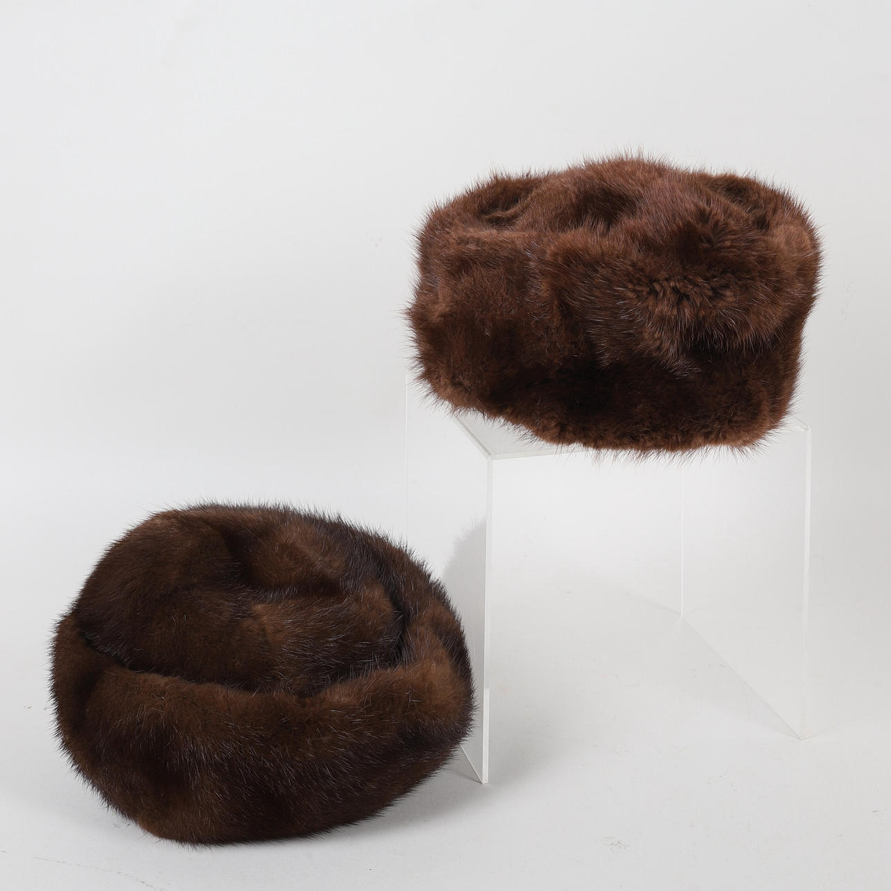 Two mink fur hats, 20th century.