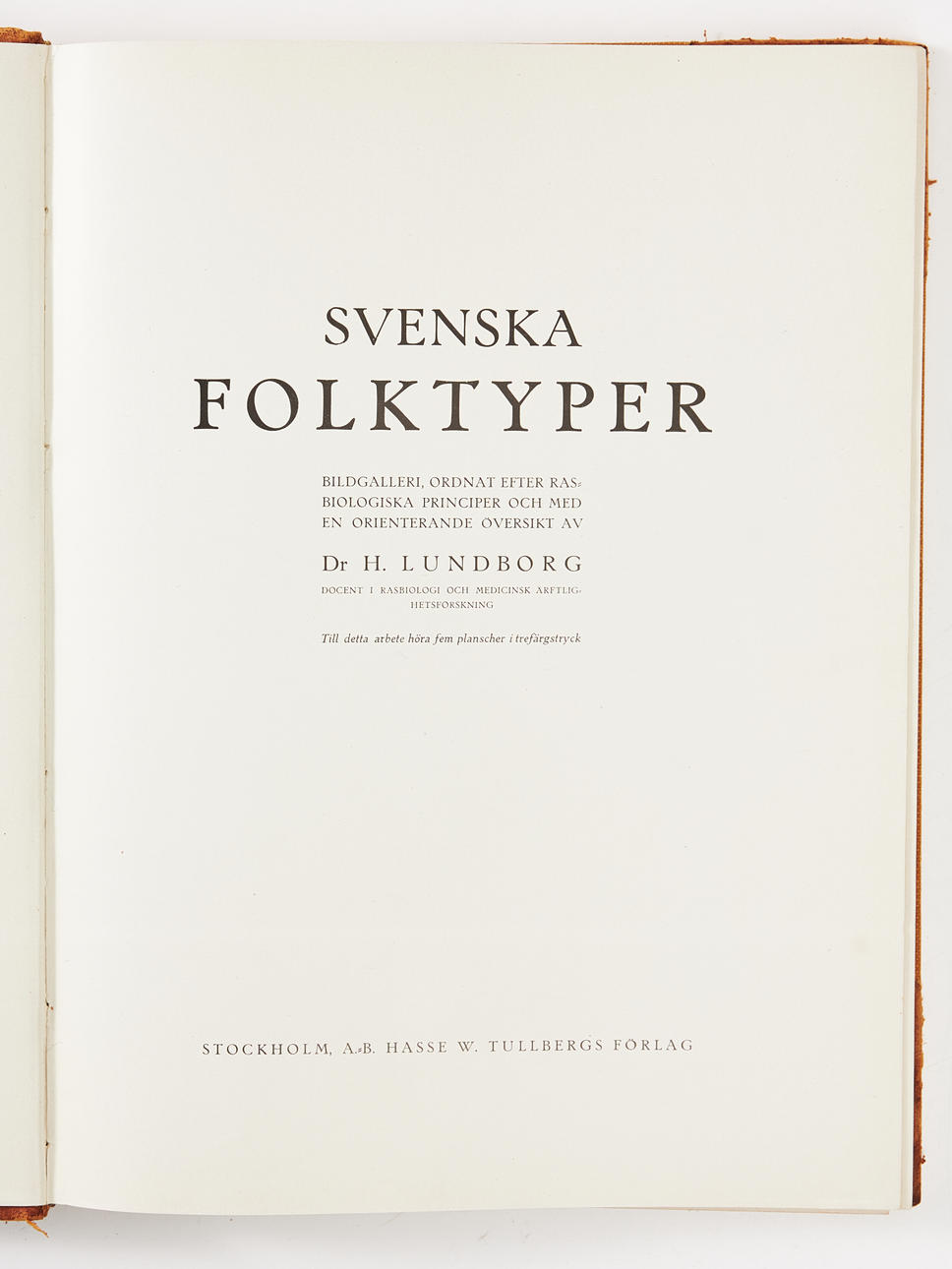 LUNDBORG, Ruotsalaiset folketyypit, Tukholma, 1919.