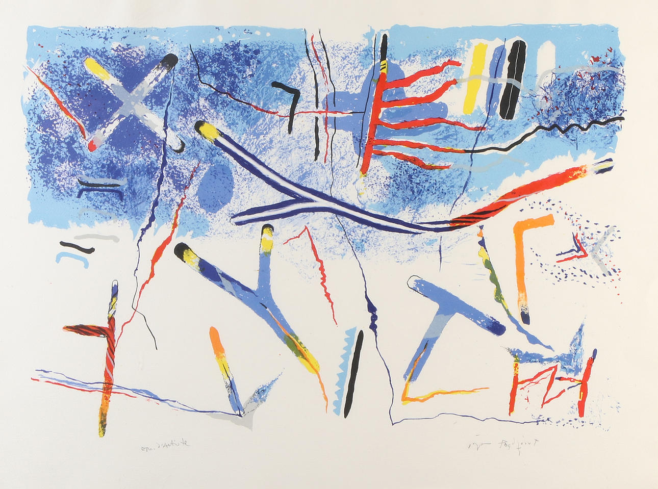 JÖRGEN FOGELQUIST. Lithography, Epr. L'artiste. Composition. Signed.