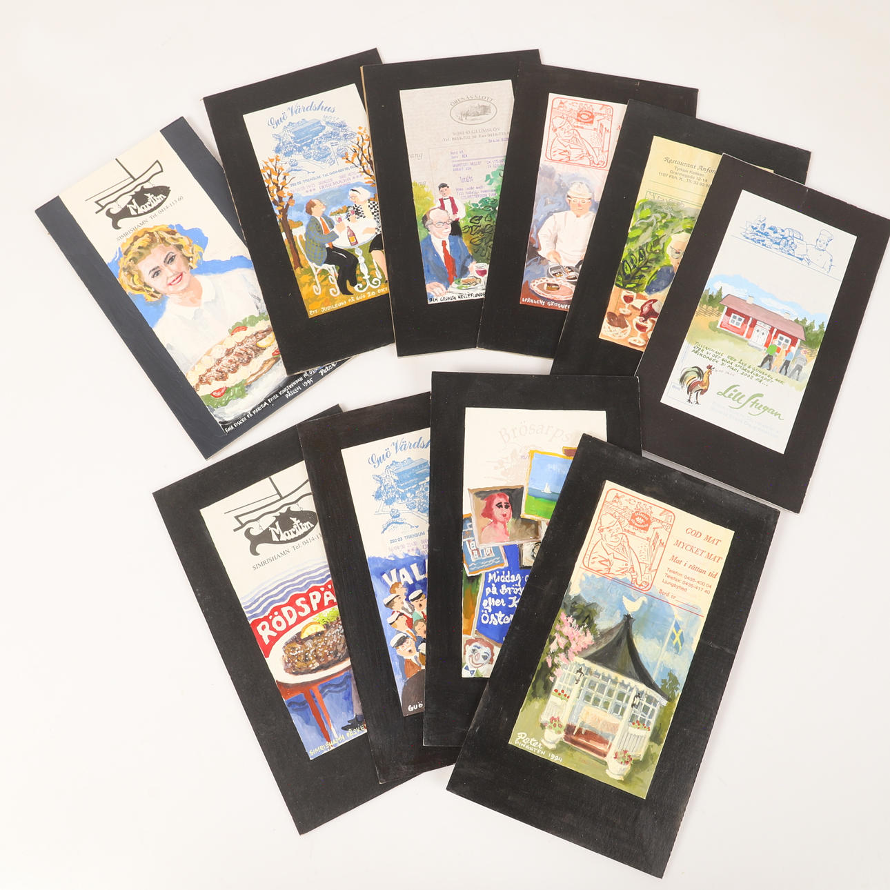 IVAN PETERSSON. Tavern notes, 10 pieces, mixed media, signed Peter.