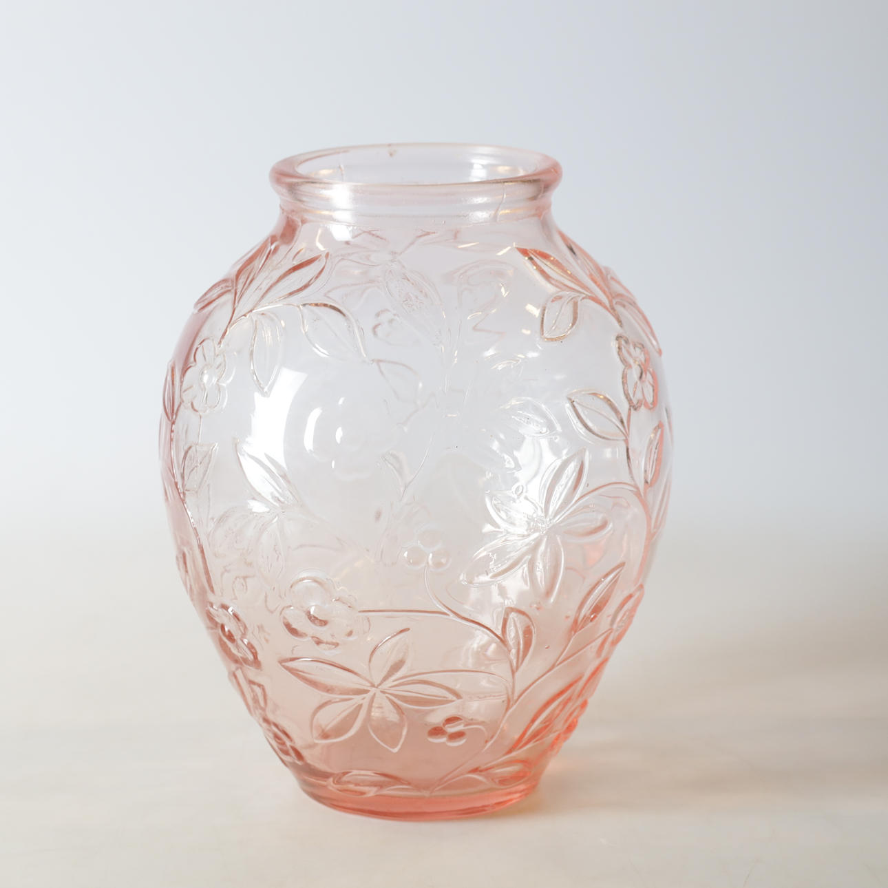 Vase, glass, relief decor, contemporary.