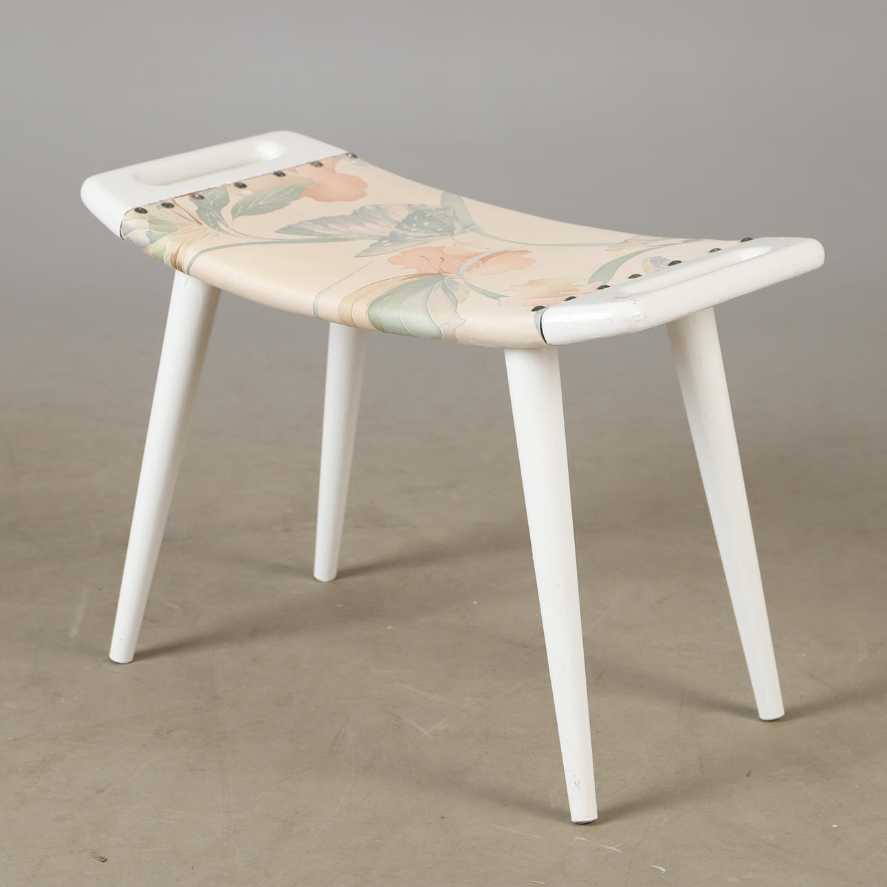 A white painted stool, mid 20th century.