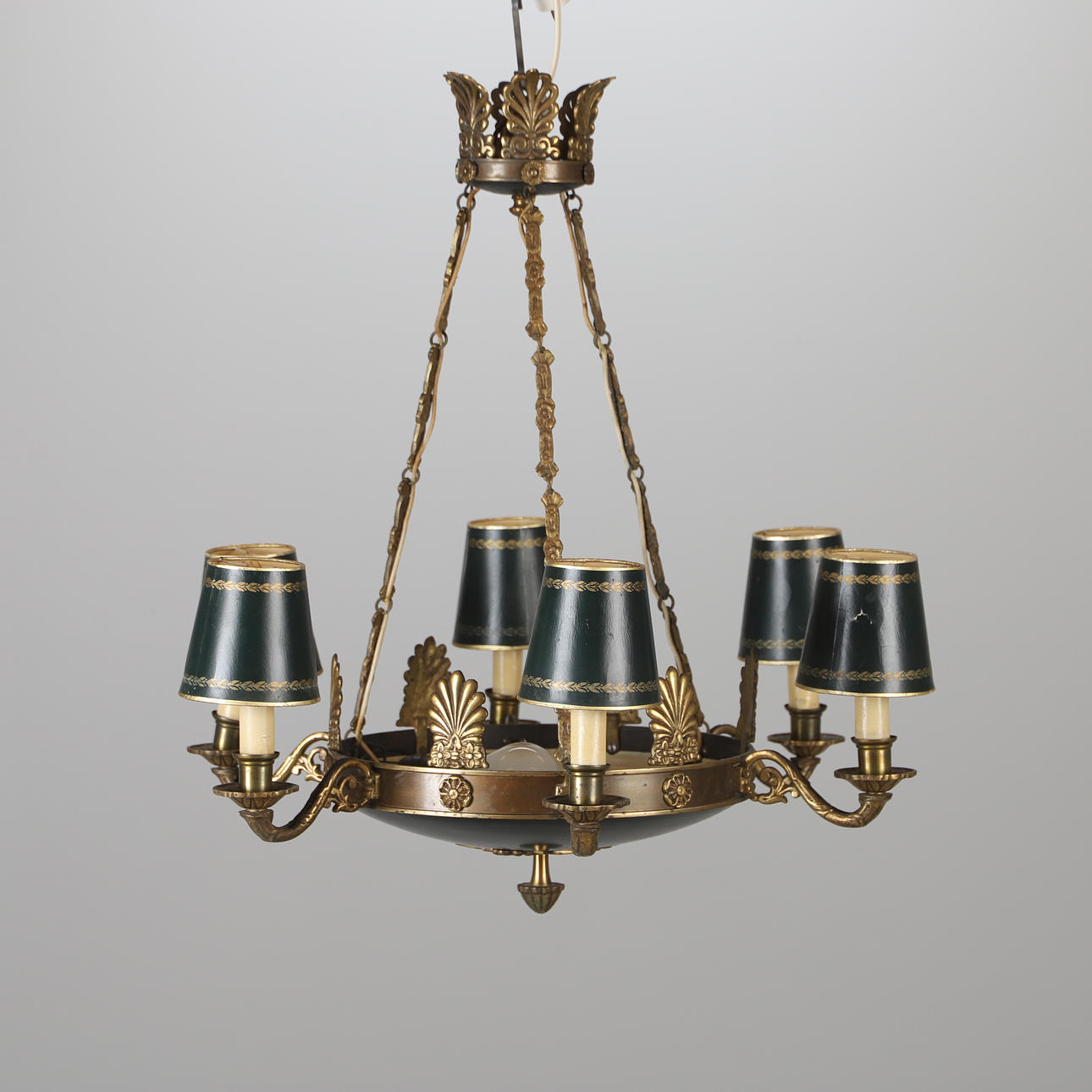 LÁMPARA DE TECHO, latón, estilo imperio.