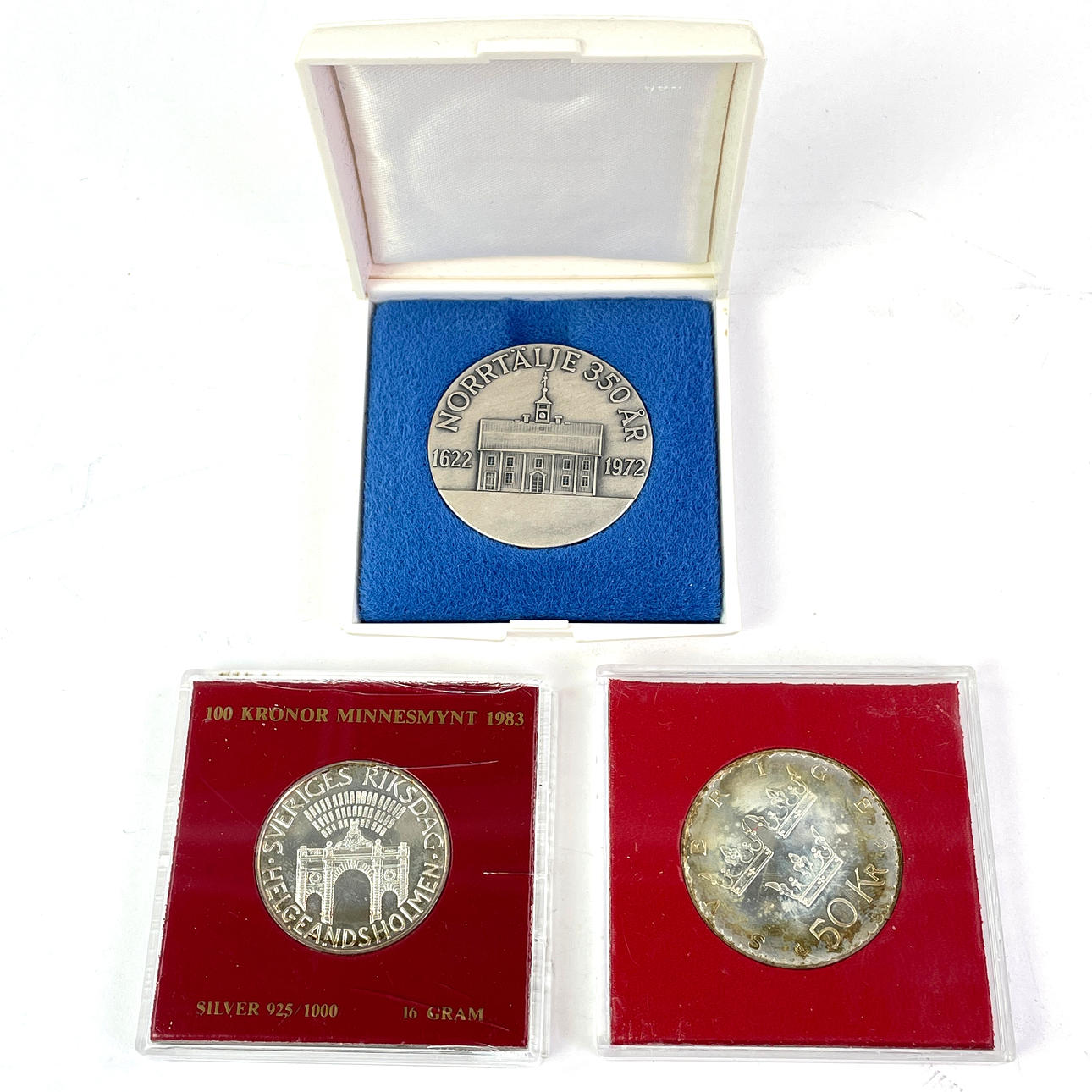 Commemorative coins, 3 pcs, silver.