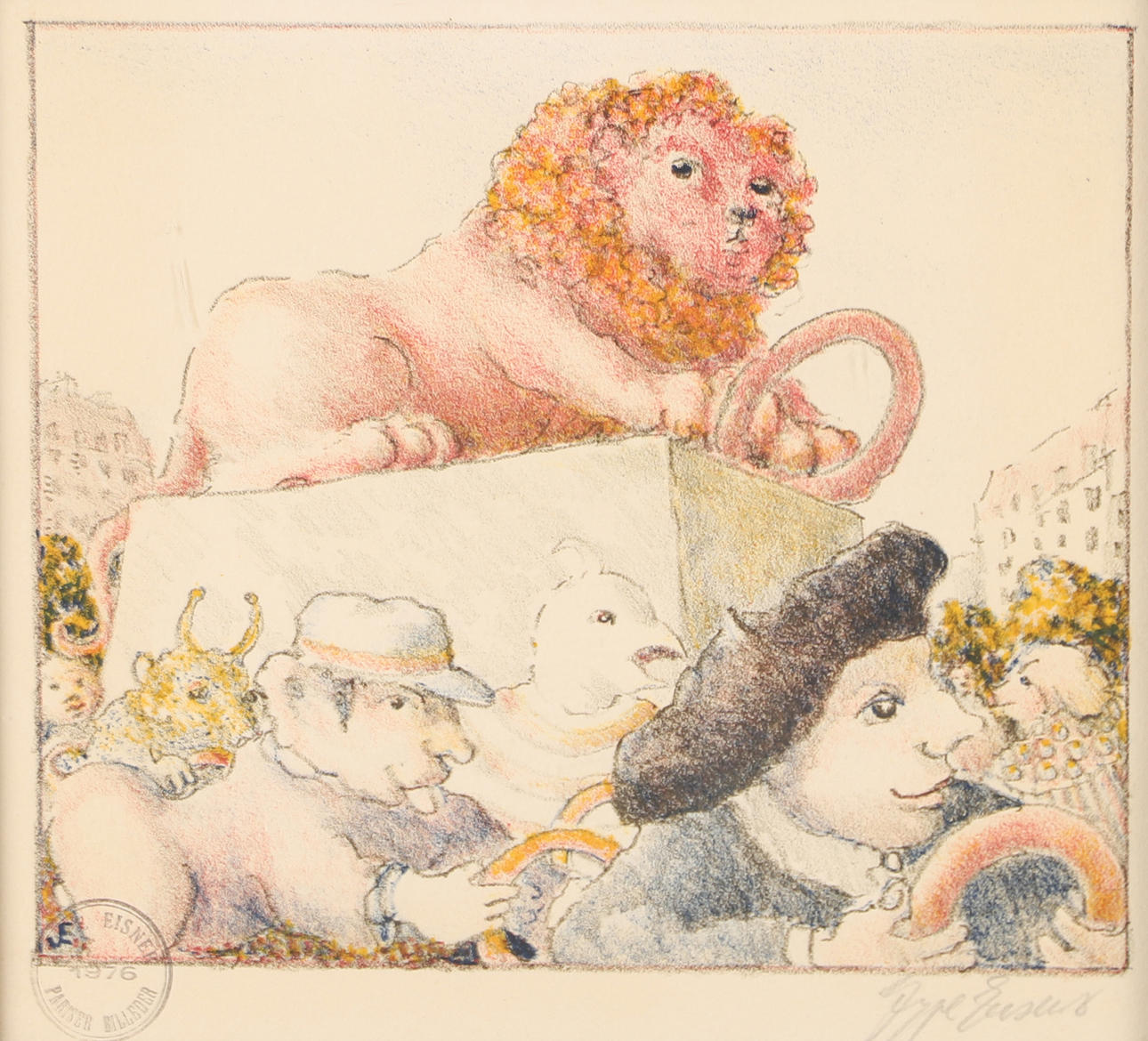 JEPPE EISNER. Lejon, färglitografi, signerad.