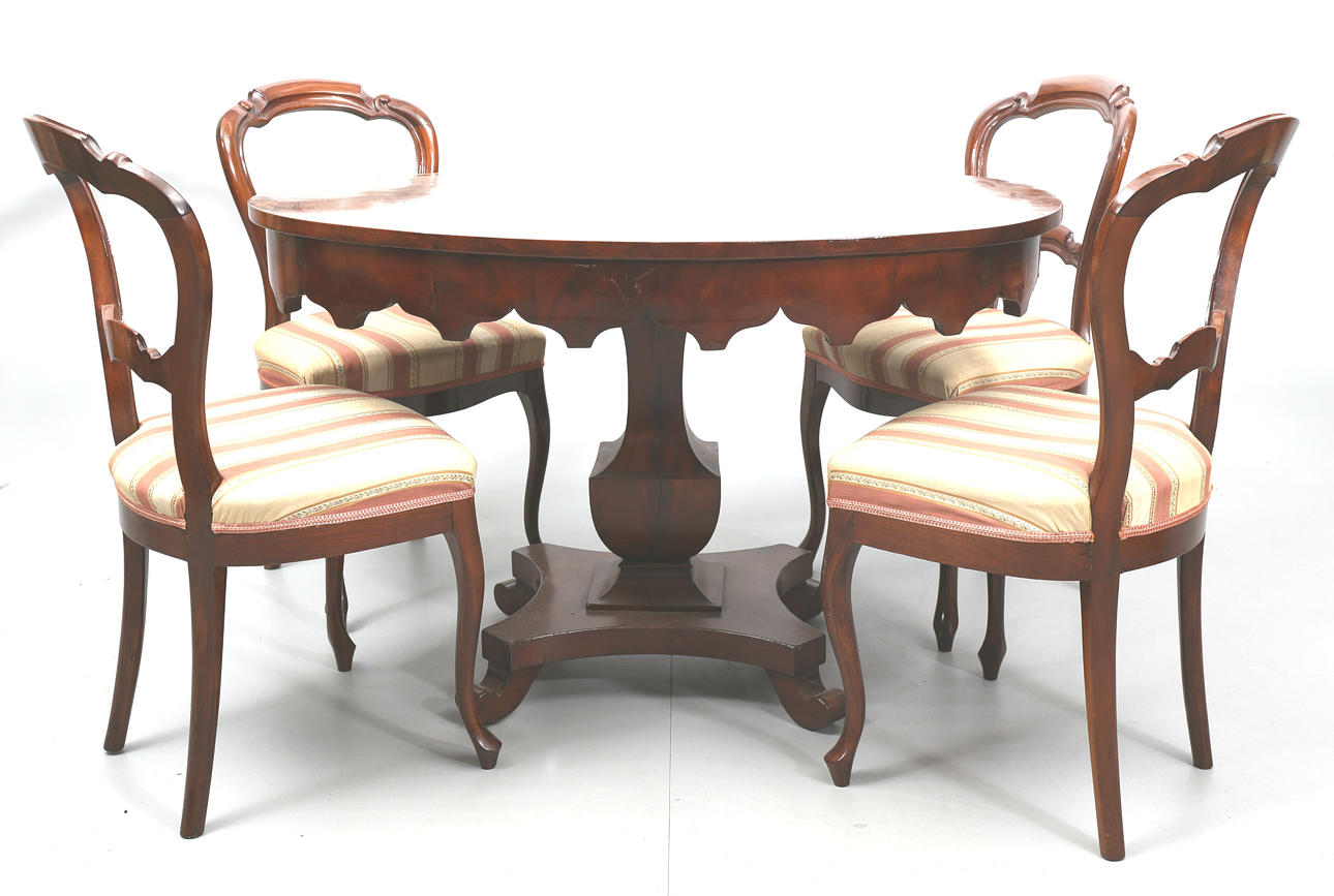 SALONGSMÖBEL, mahogny, 5 delar, 1800-talets fjärde kvartal.