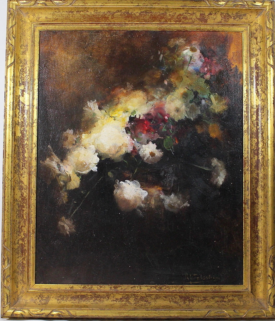 RUNE WAHLSTRÖM. olja på pannå, blom stilleben, signerad.