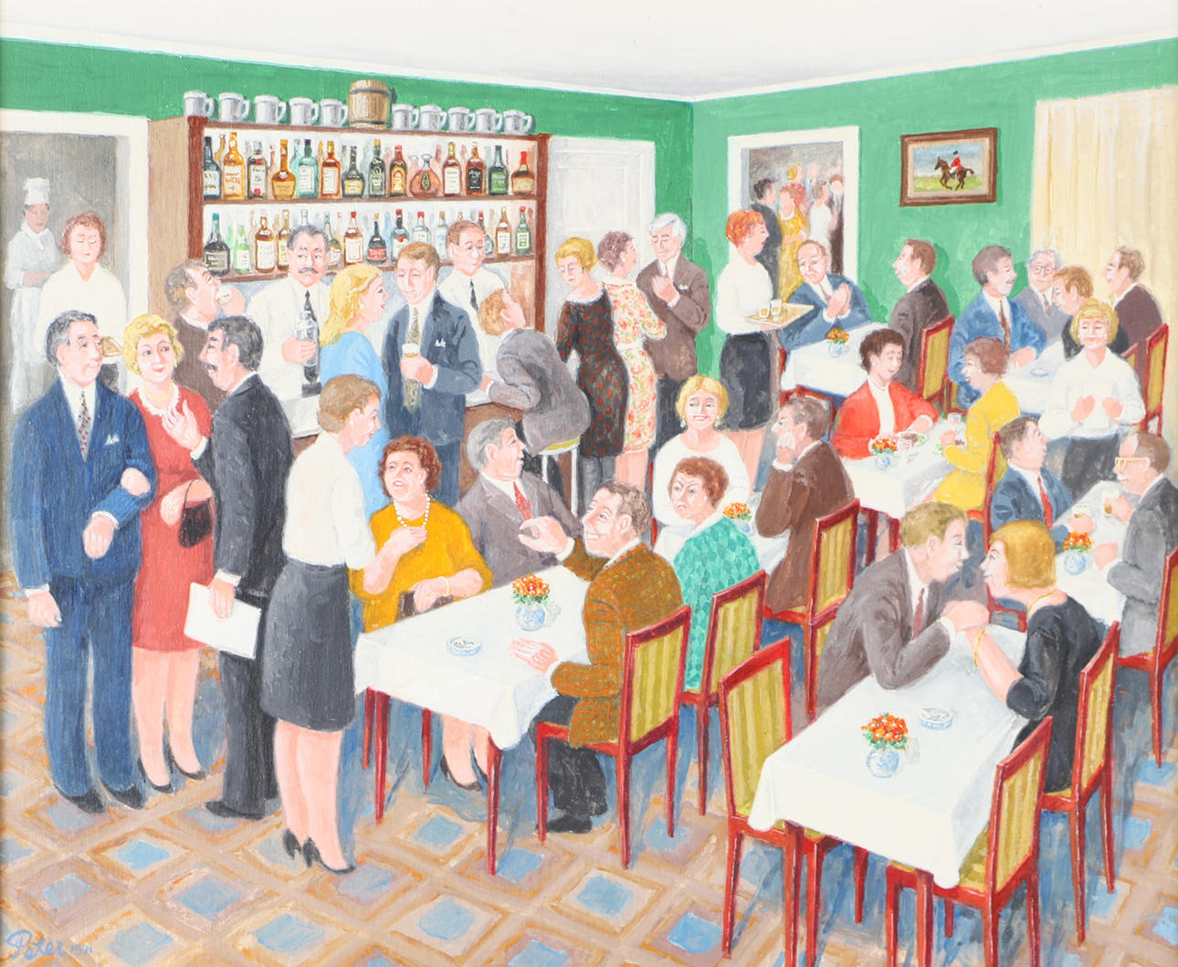 IVAN PETERSSON. “Full at the bar”, oil on panel, signed Peter.