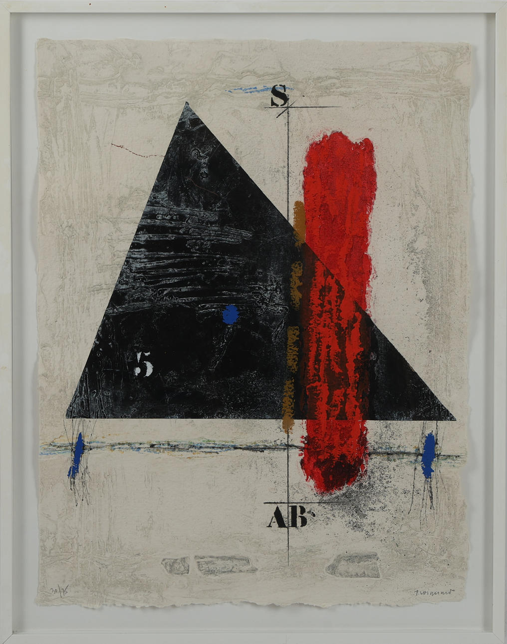 JAMES COIGNARD. Composition with red and black, carborundum etching, numbered 30/75, signed.