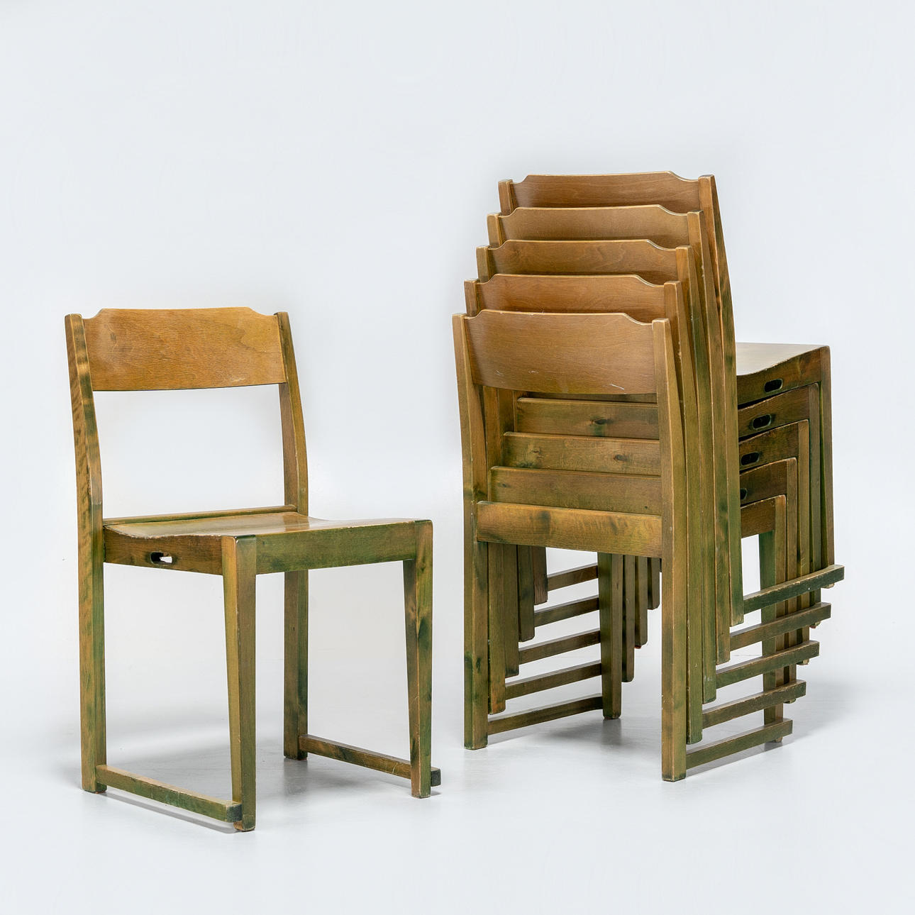 SVEN  MARKELIUS. Stackable 20th century “Orchestra chair” chairs (6 pieces).