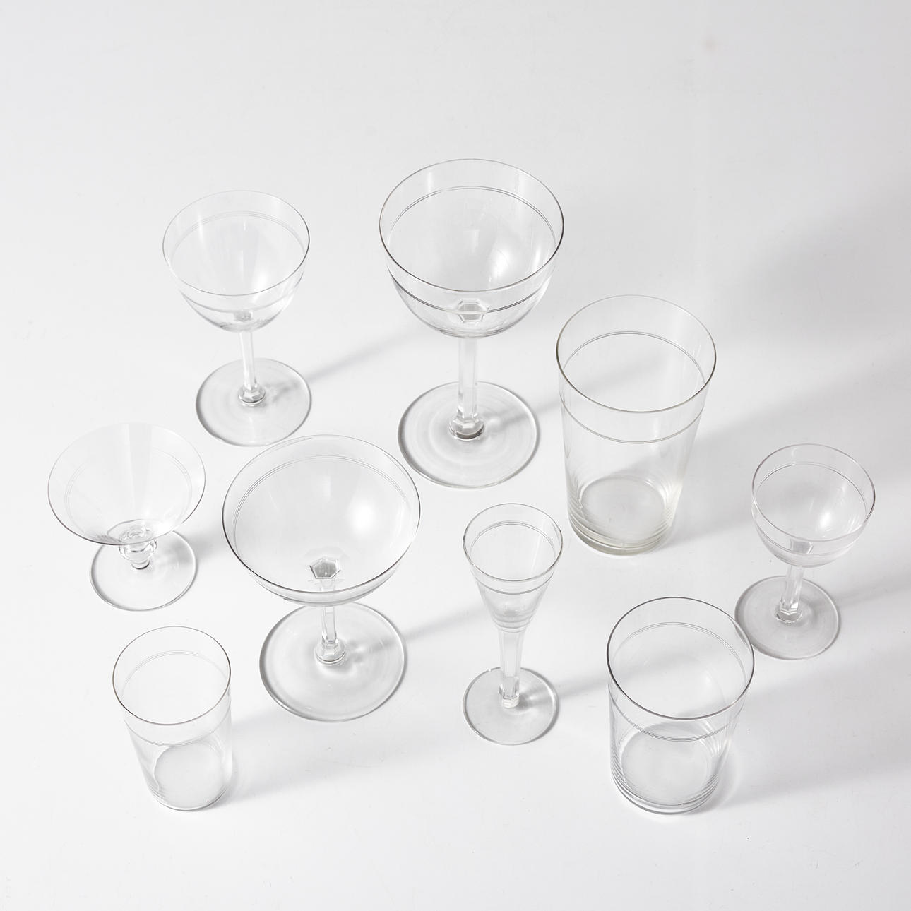 GLASS TABLEWARE, 85 pieces, probably “Piper” Skruf.