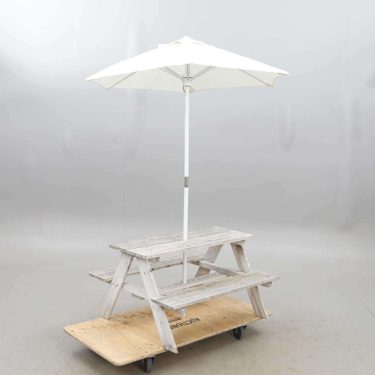 PICNIC TABLE, children's model, with parasol.