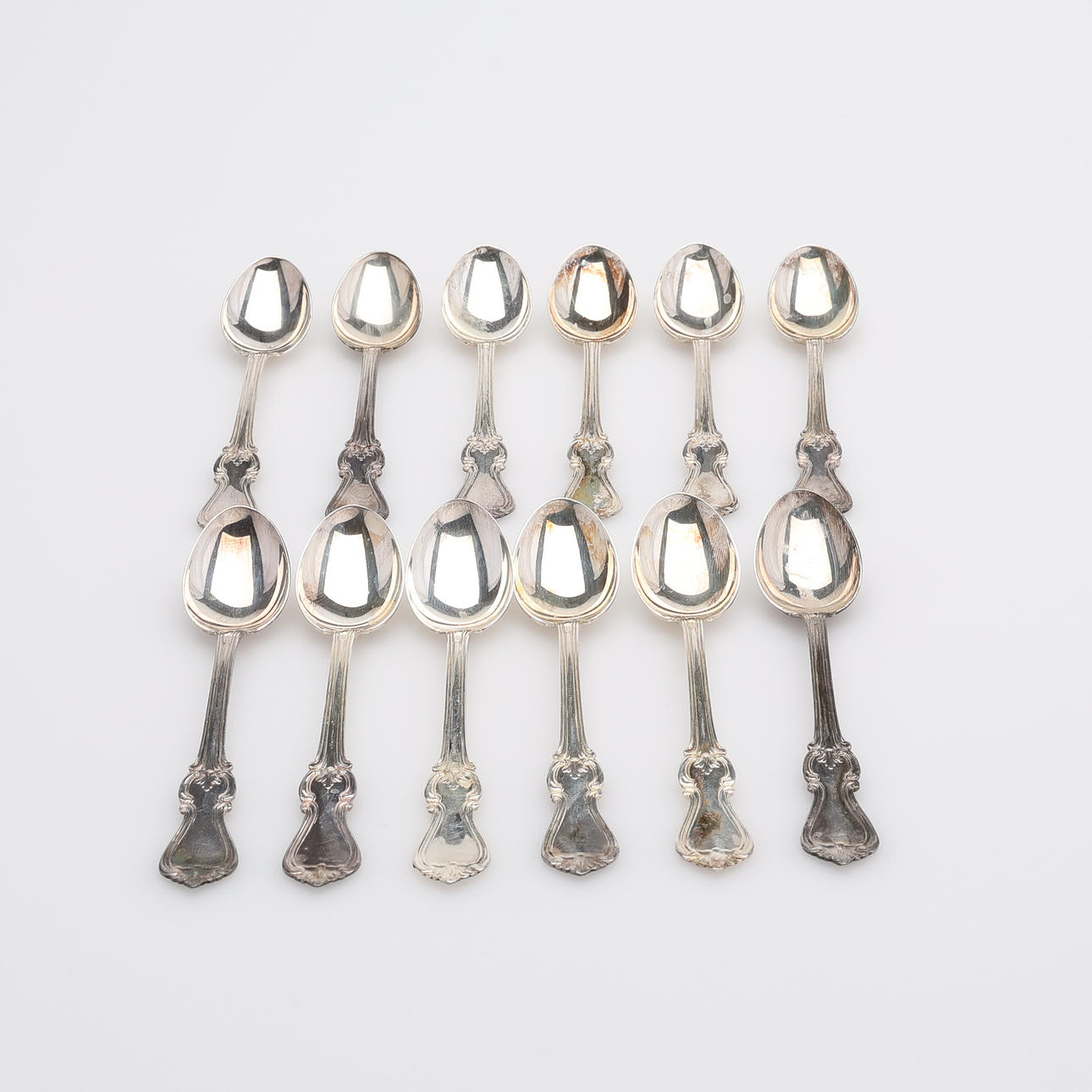 TEASPOONS, 12 PIECES, SILVER, “OLGA”, GAB.