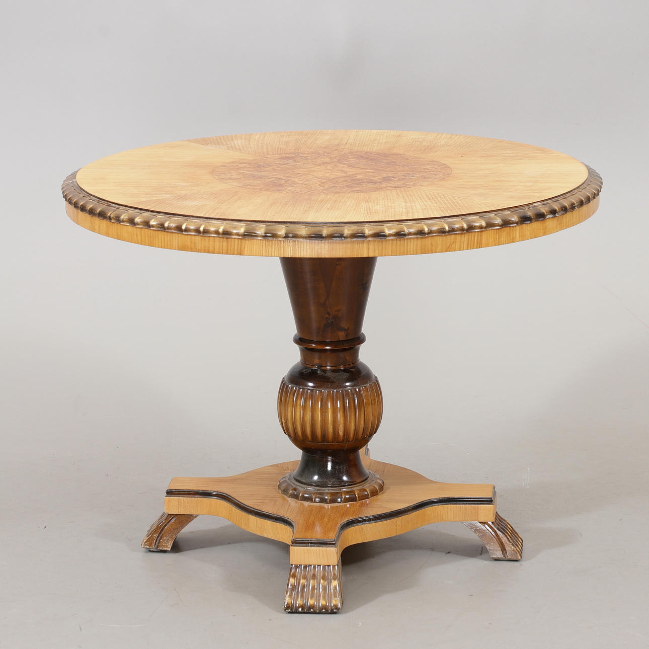 A 1940′s Birch/Root Veneer Pillar Table.