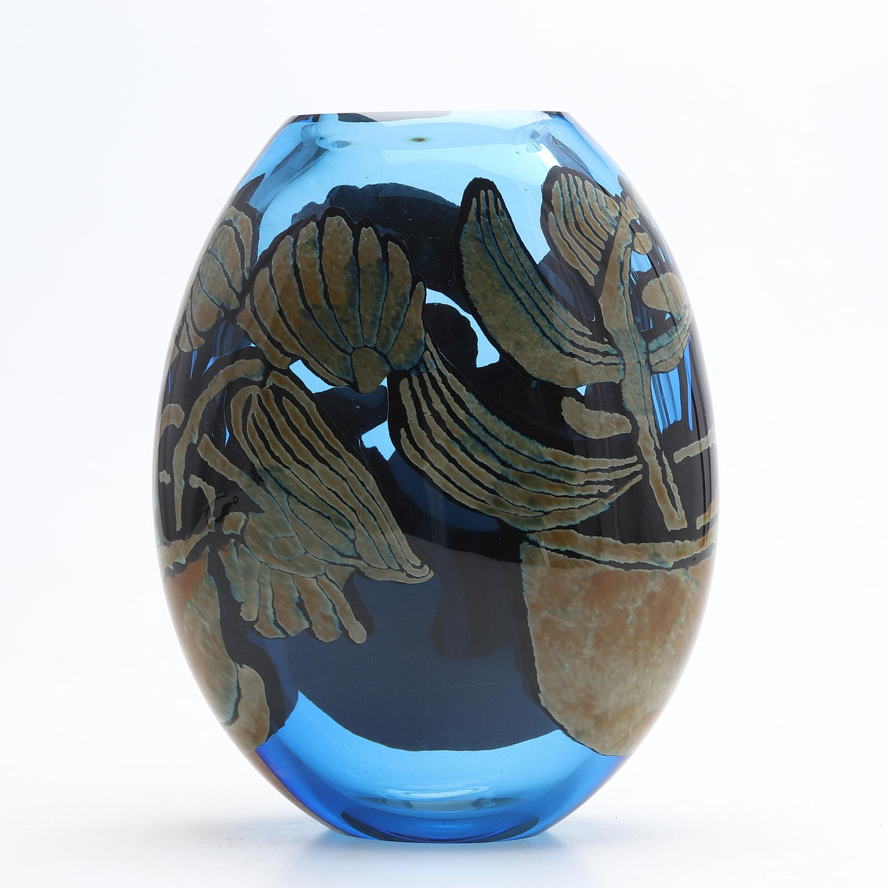 MORGAN PERSSON. Vase, glass, signed, grail technique, unique.
