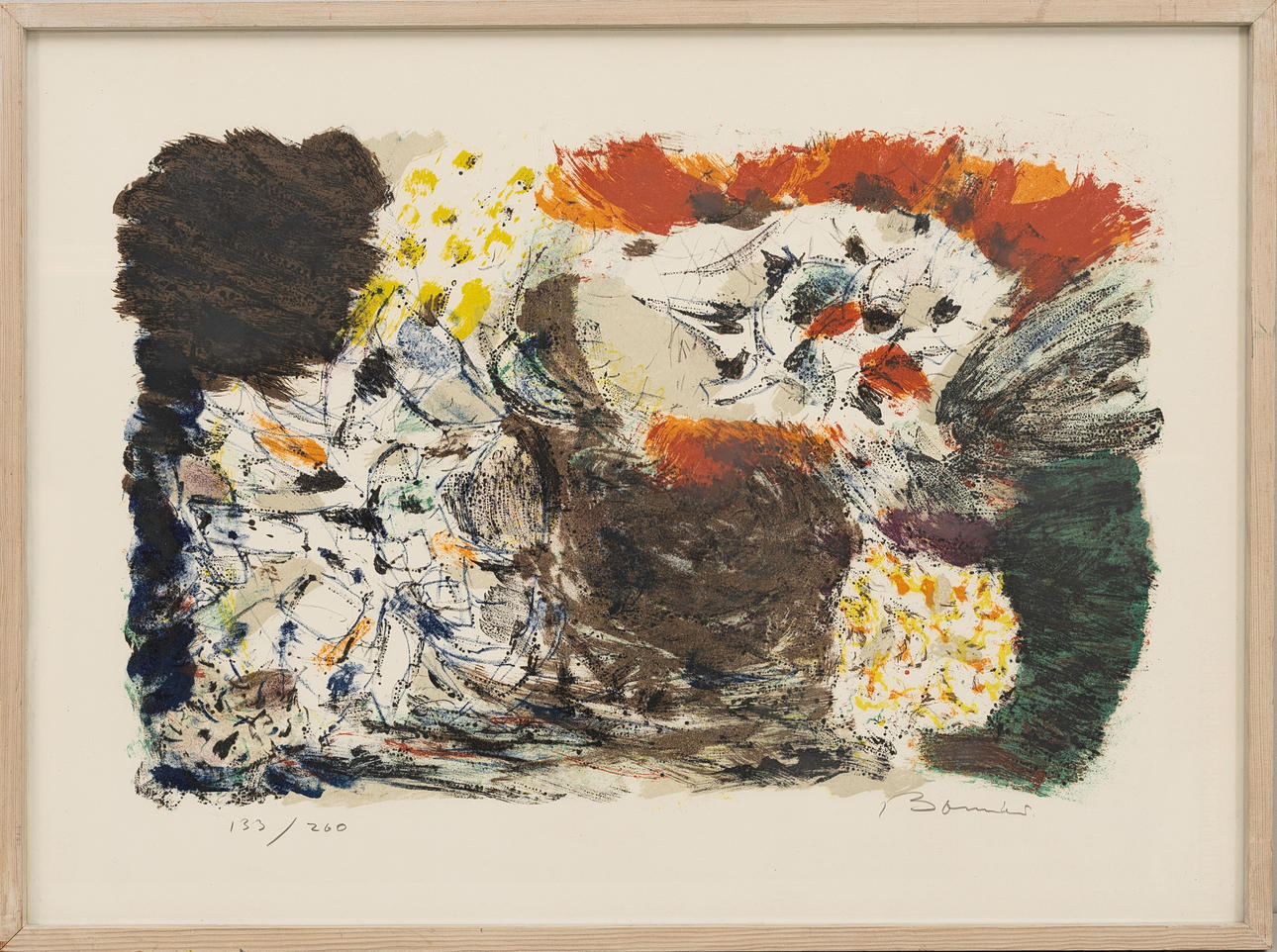 OLLE BONNIÉR. Lithograph in colours, Composition, signed and numbered 133/260.