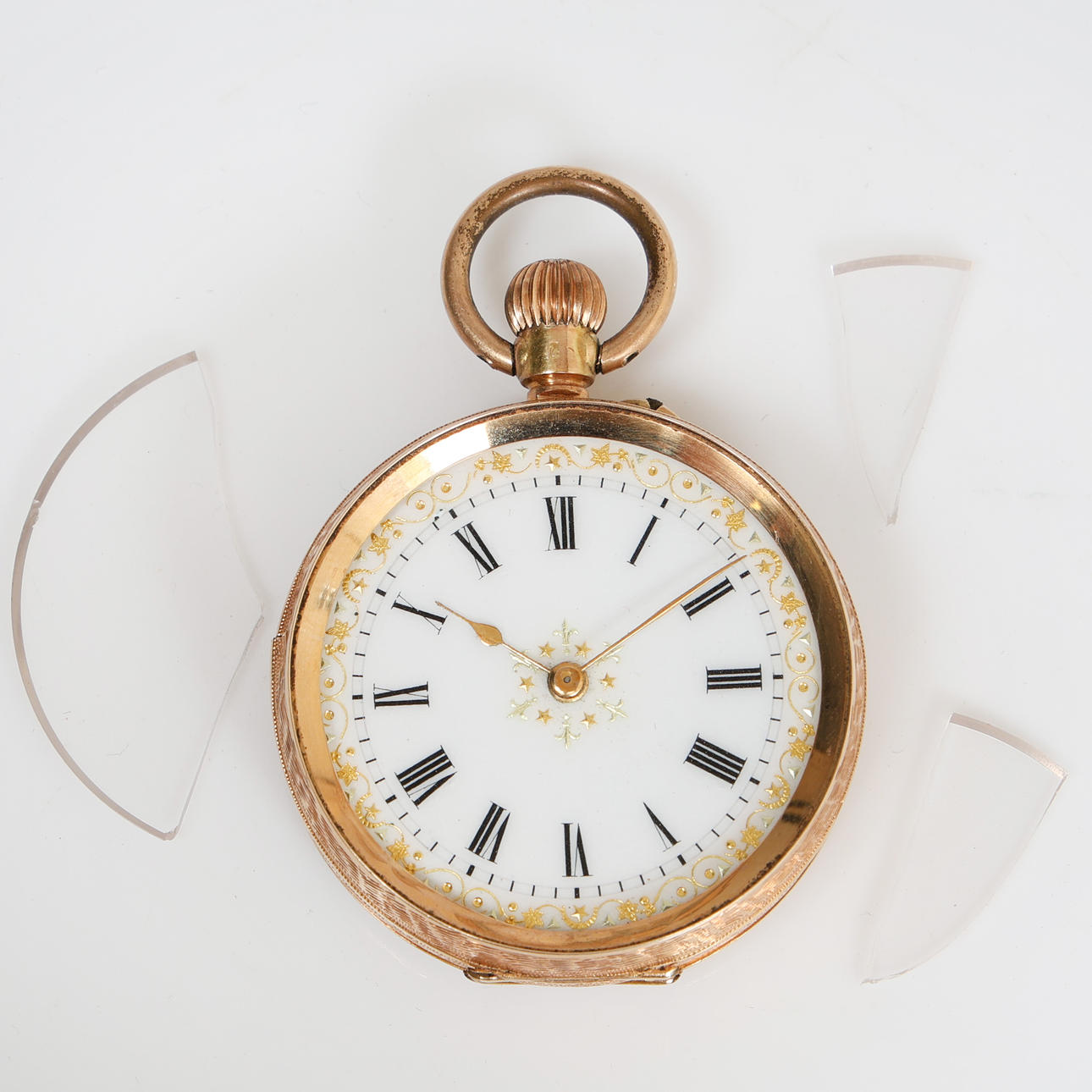 A 14 CARAT GOLD OPEN FACE POCKET WATCH.