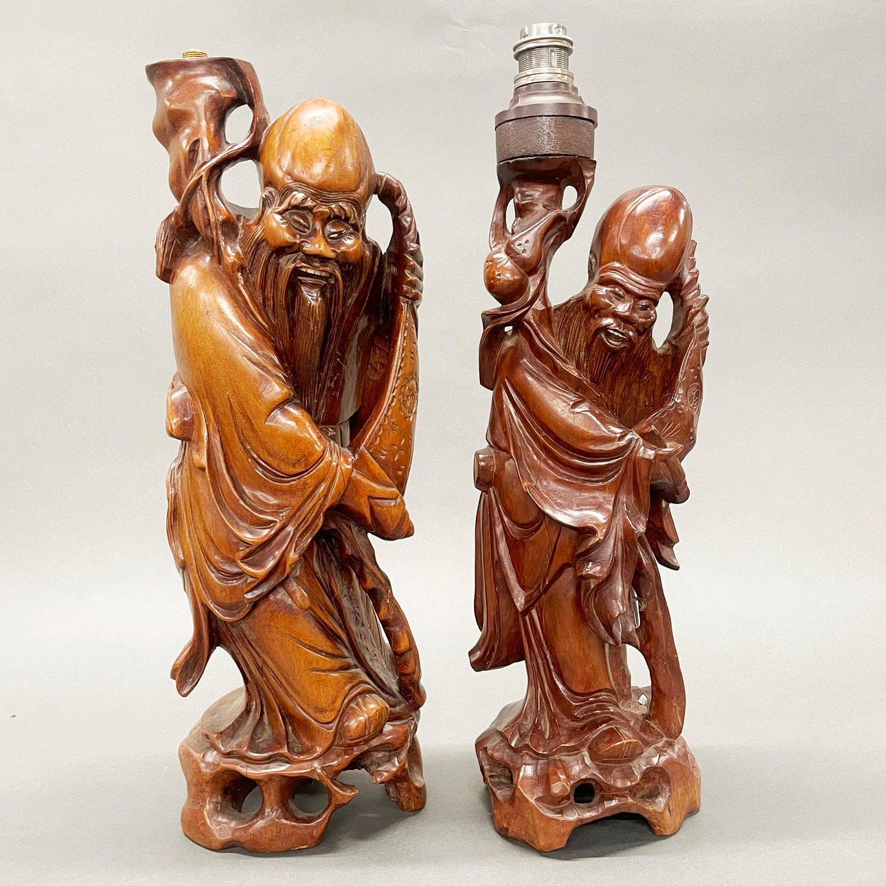 TWO MID 20THC CHINESE TABLE LAMP BASES.