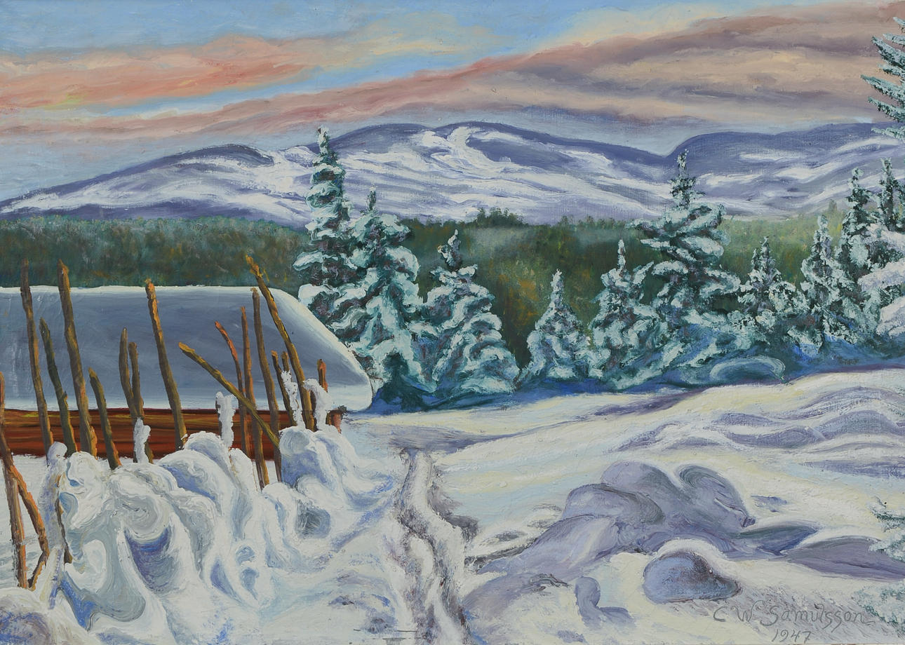C. W. SAMULSSON. Winter landscape, oil on canvas, signed, dated 1947.