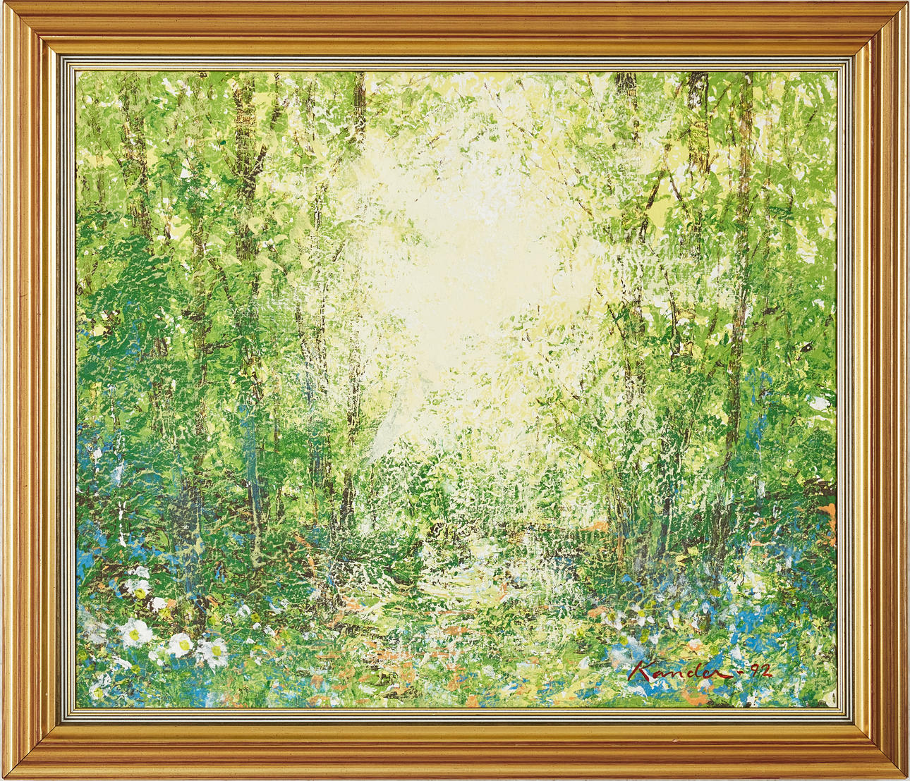 LEIF KANDER. “Backlight in spring”, oil on canvas, signed and dated Kander -92.