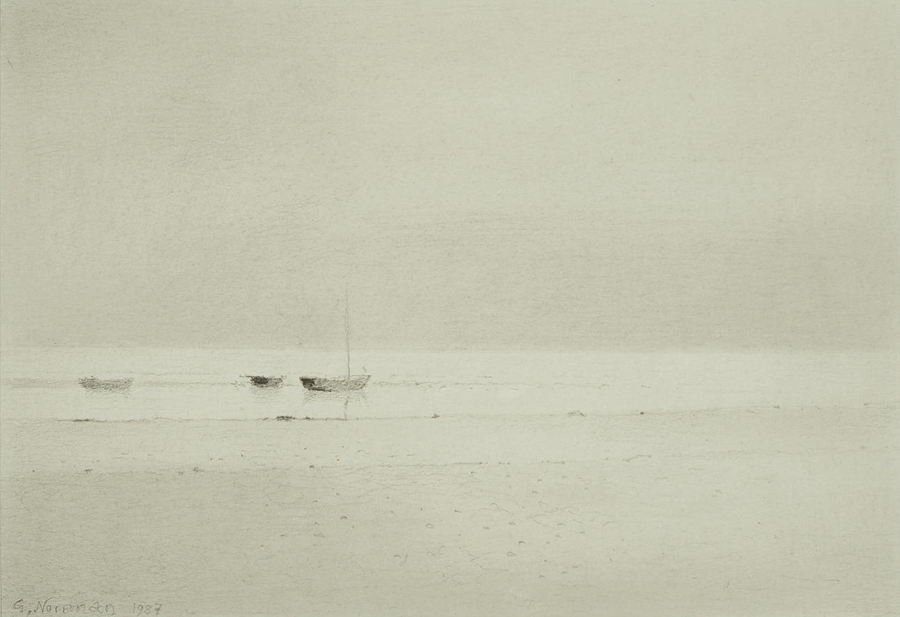 GUNNAR NORRMAN (1912-2005), Boats by the shore, signed and dated 1987 ...