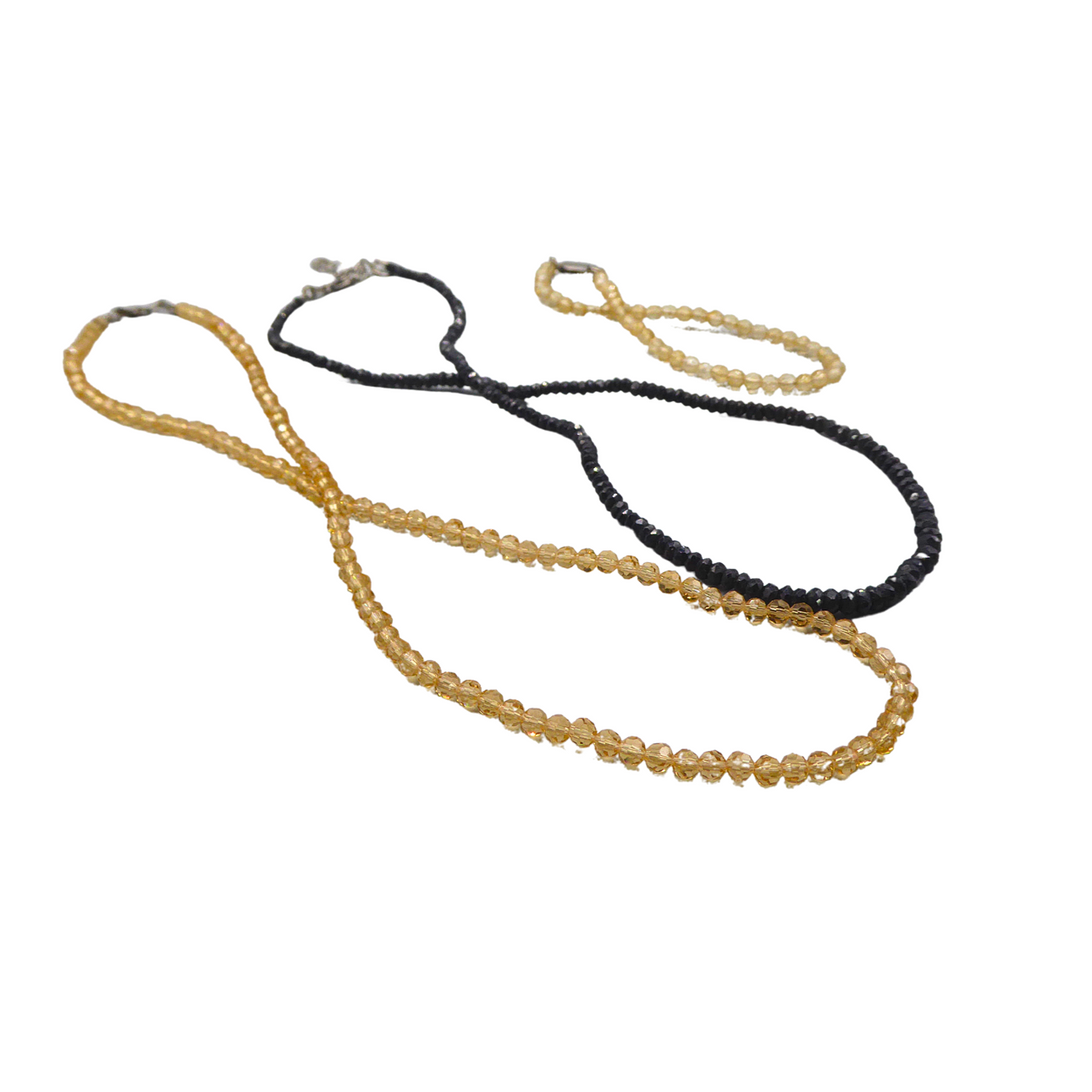 2 CHAINS AND A BRACELET IN 2 COLORS.