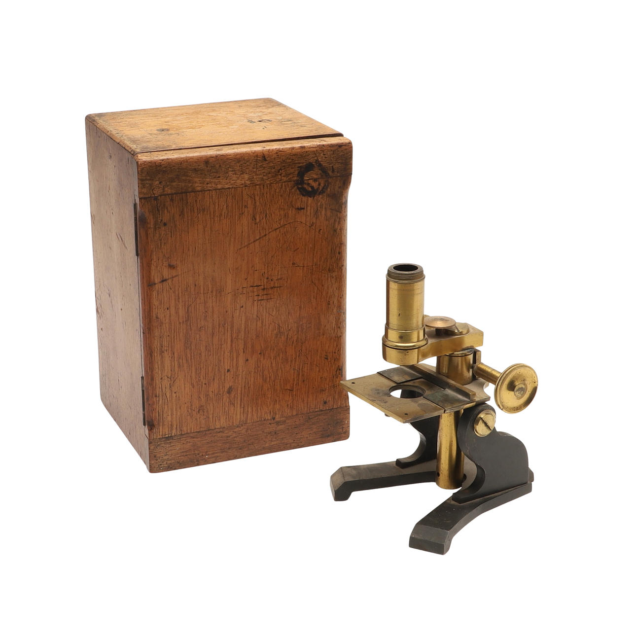 CASED ANTIQUE MICROSCOPE - FIELD & SON.