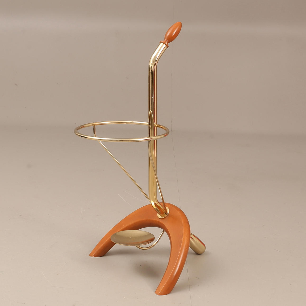 PARAPLYSTATIV, messing og træ.