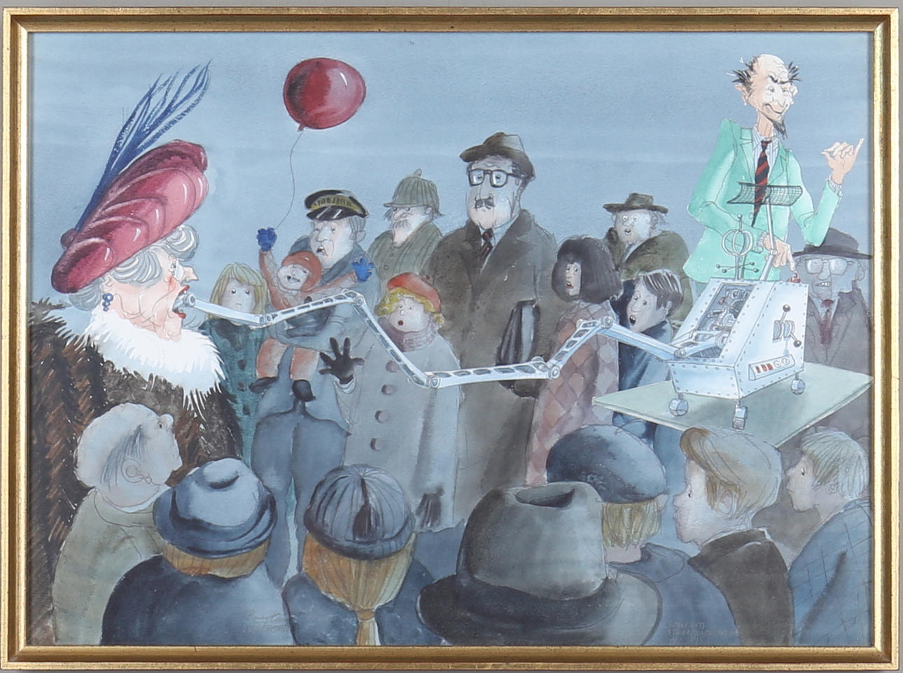 BENGT ARNE RUNNERSTRÖM. "Kalle och Chokladfabriken, TV 2 1983", blandteknik, signerad.