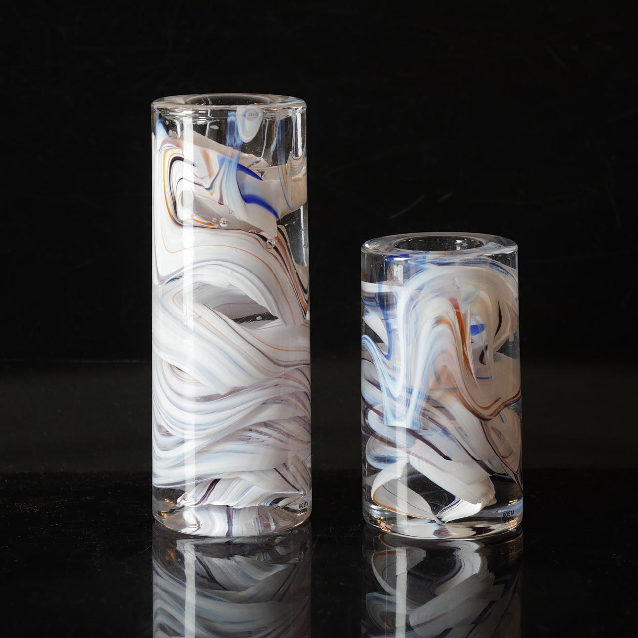 ANNA EHRNER. candlesticks, 1 pair, “Colonne”, Kosta Boda.