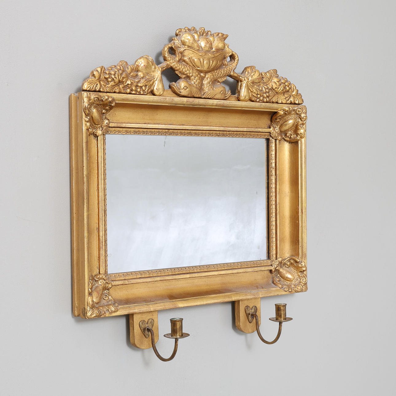 A late 19th century gilt mirror lamp.