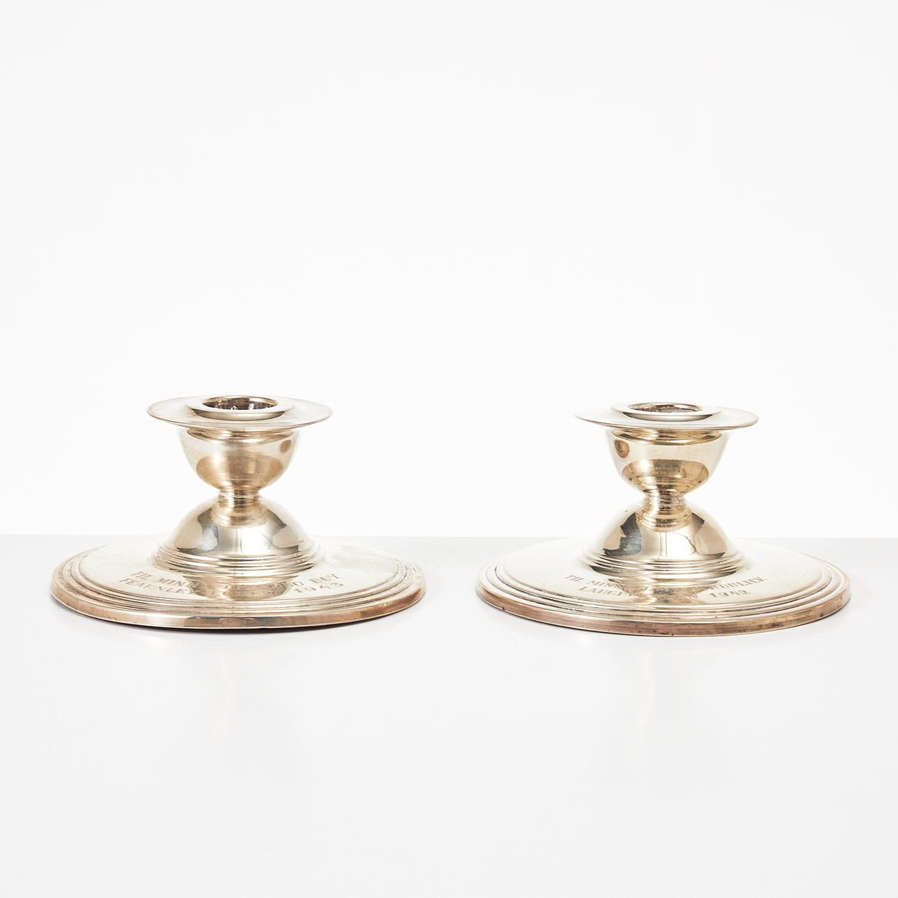 Candlesticks, a pair, silver with filled foot, Norway.