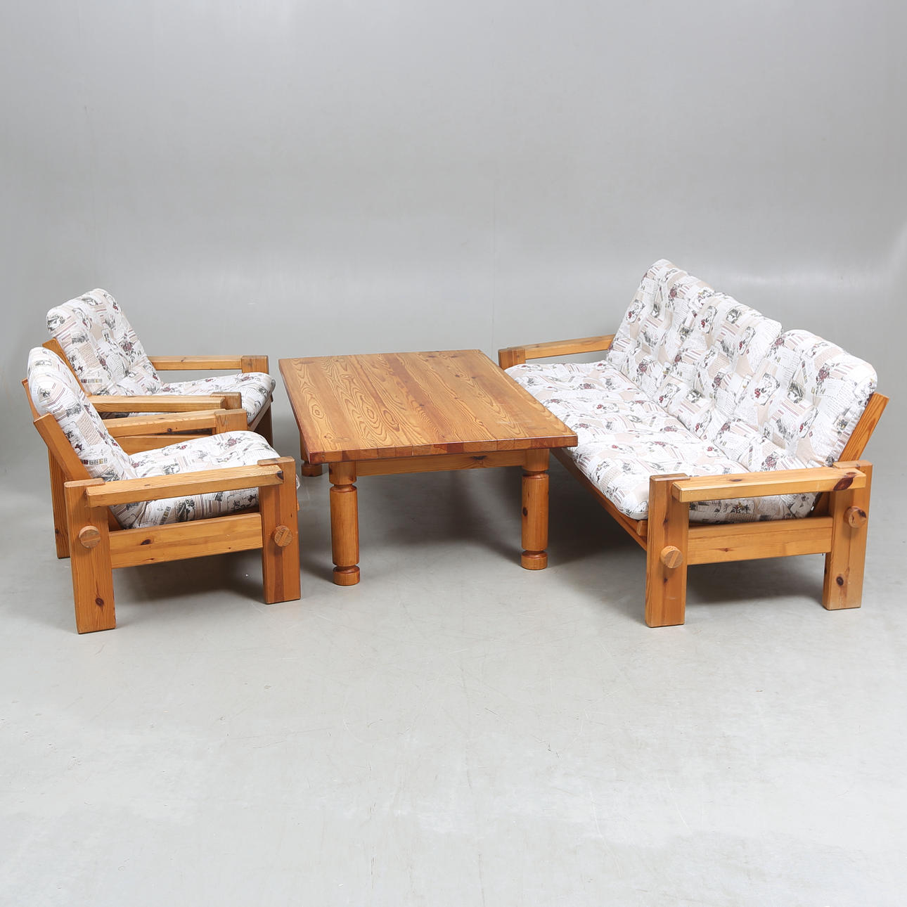 YNGVE EKSTRÖM. A 4-piece pine sofa set, 1970's.