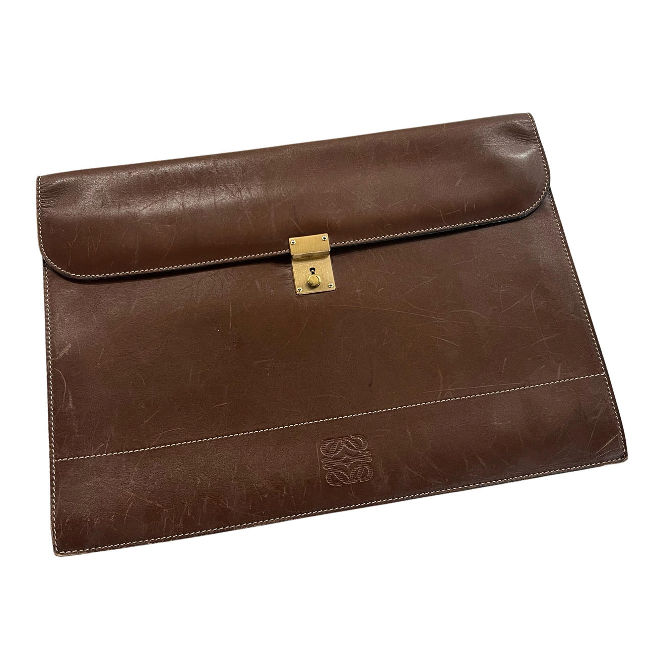 LOEWE. Dokumentenetui aus braunem Leder.