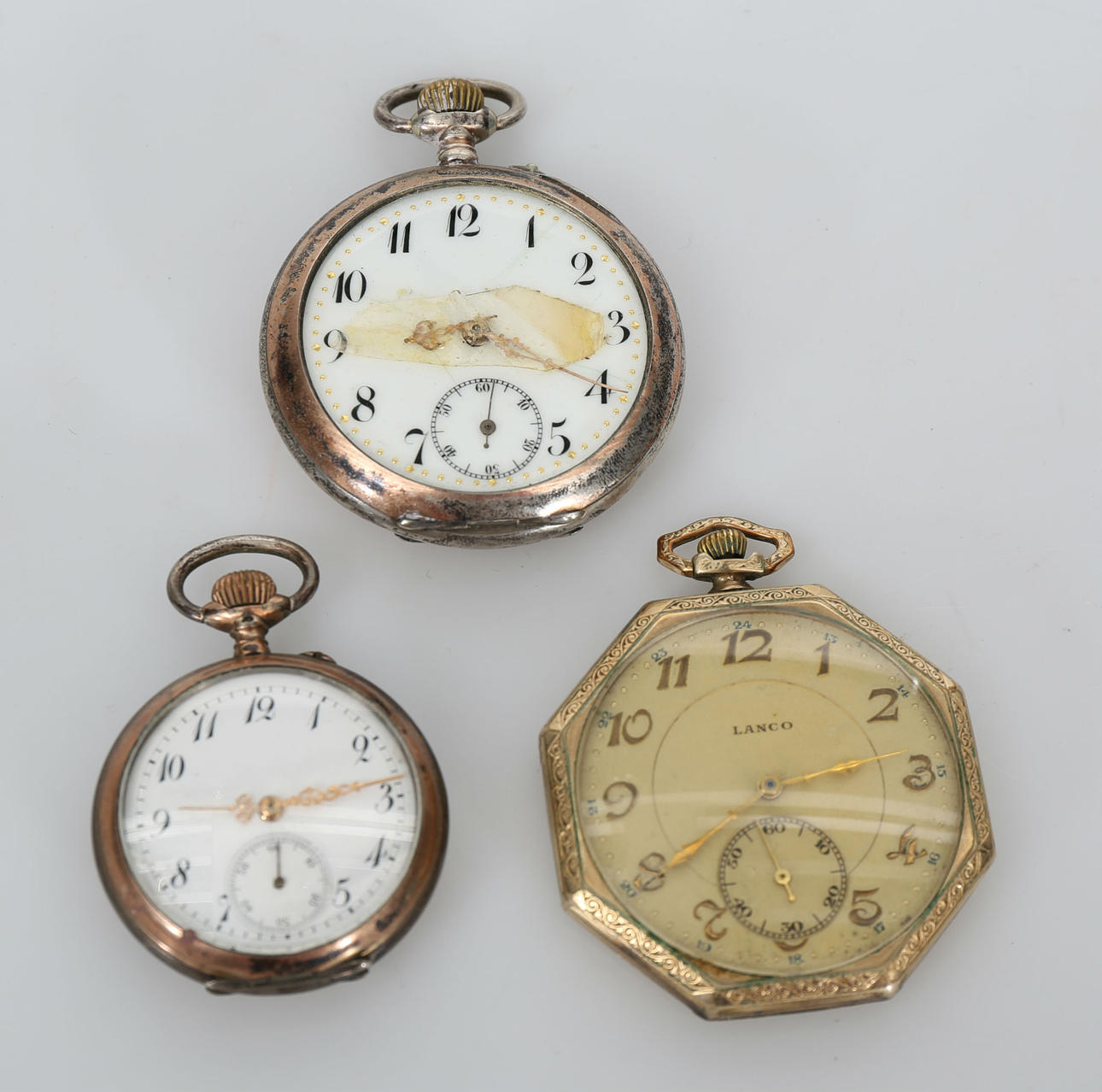 FICKUR, 3 stycken, bland annat silver, 1900-tal.