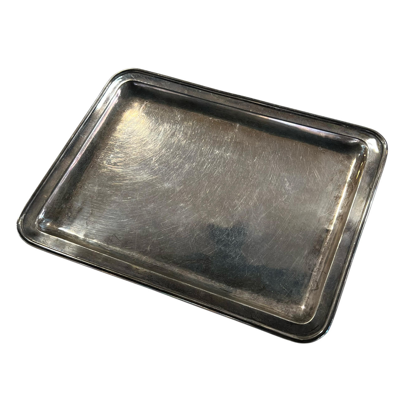 Punched silver card tray.